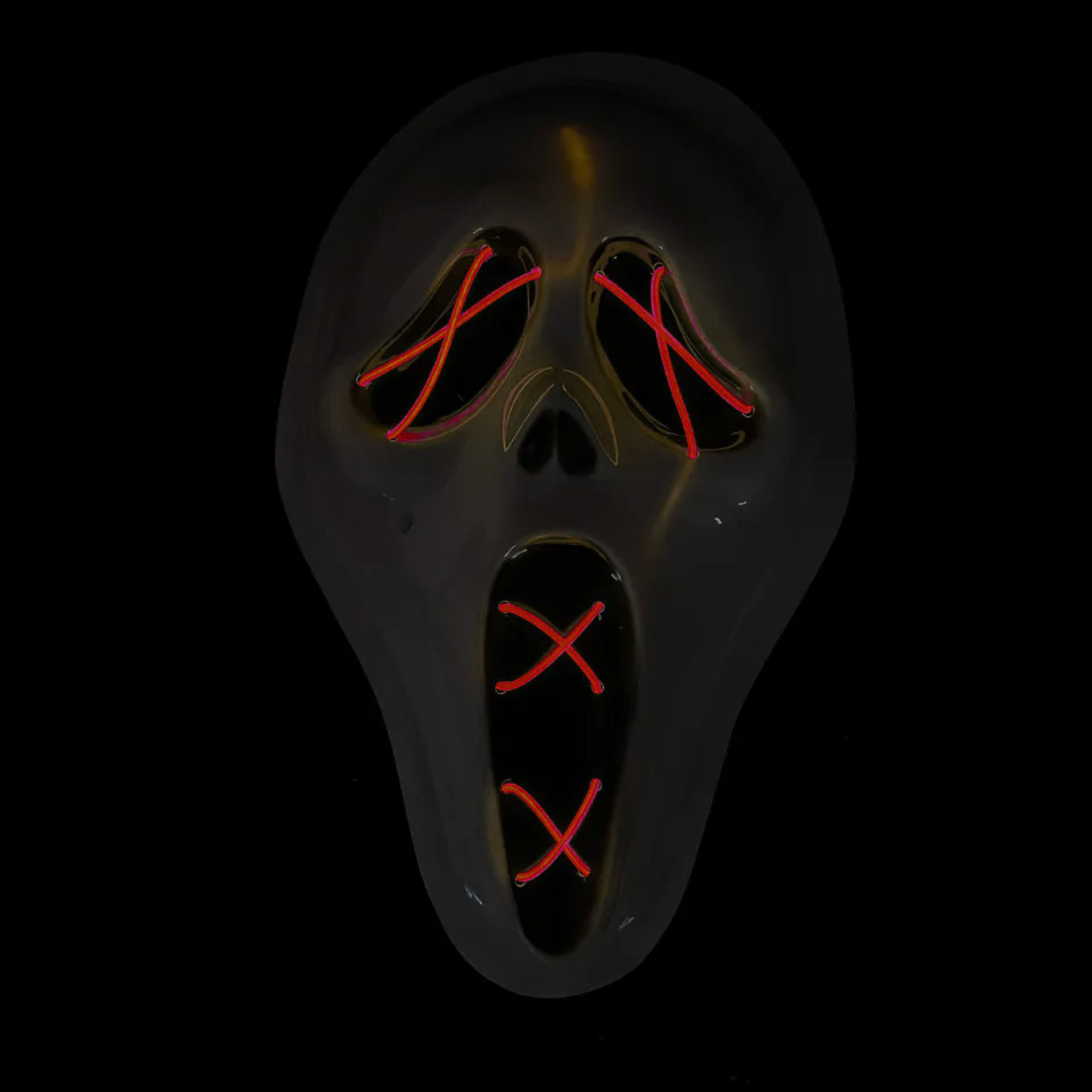 Halloween masker scream LED rood