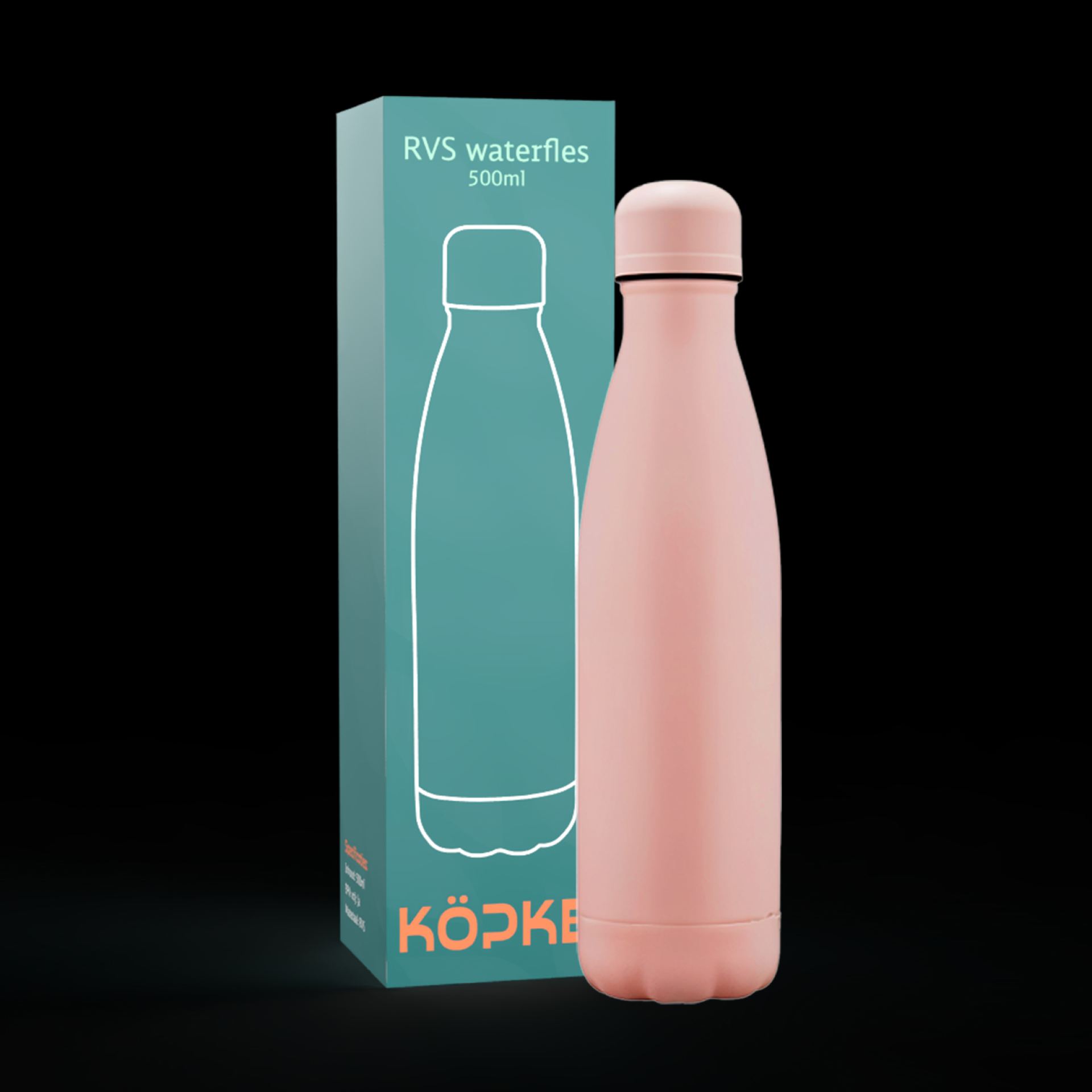 RVS drinkfles 50cl lichtroze doos