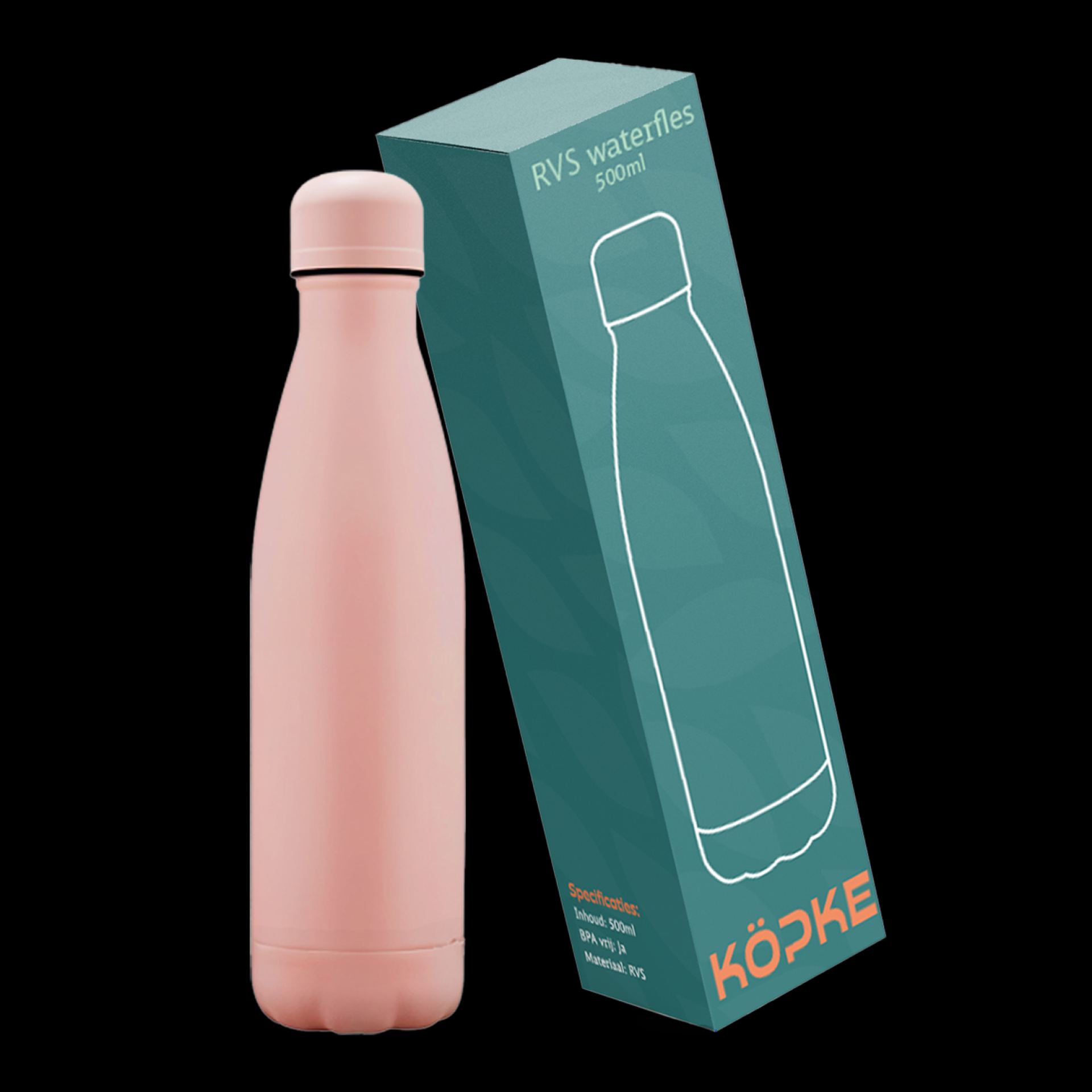 RVS waterfles 50cl lichtroze bestellen