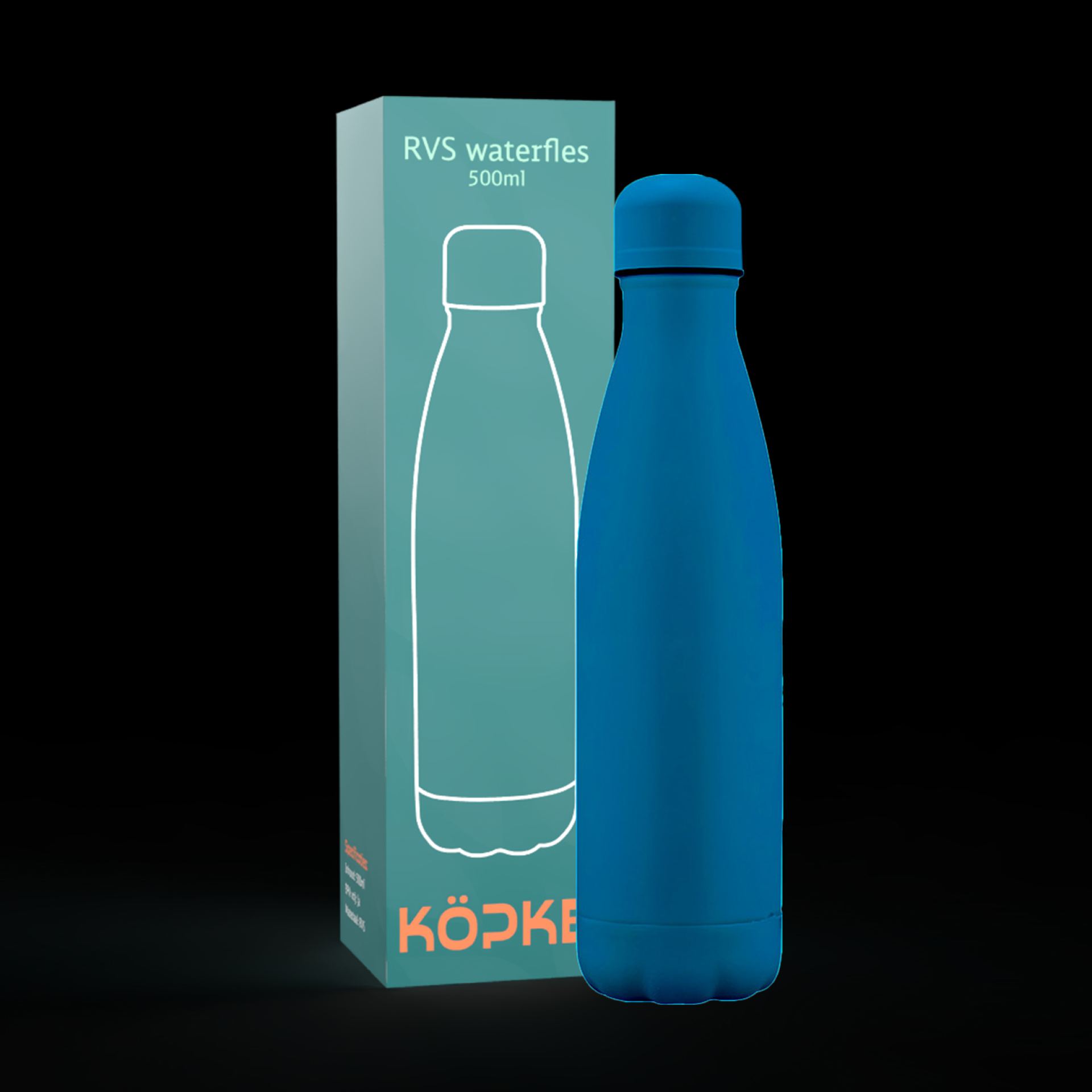 RVS drinkfles 50cl blauw doos