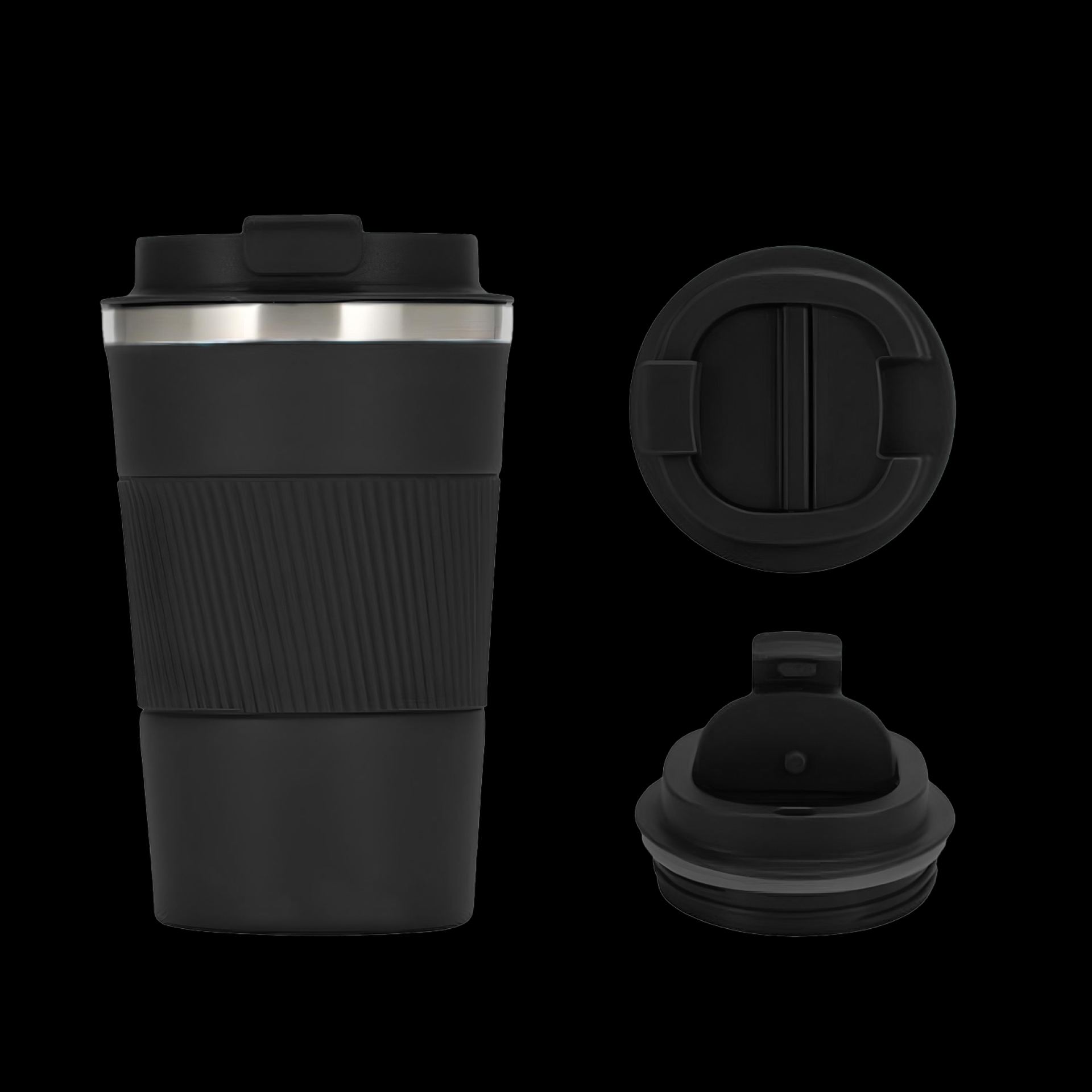 RVS koffiebeker to go 38cl zwart bestellen