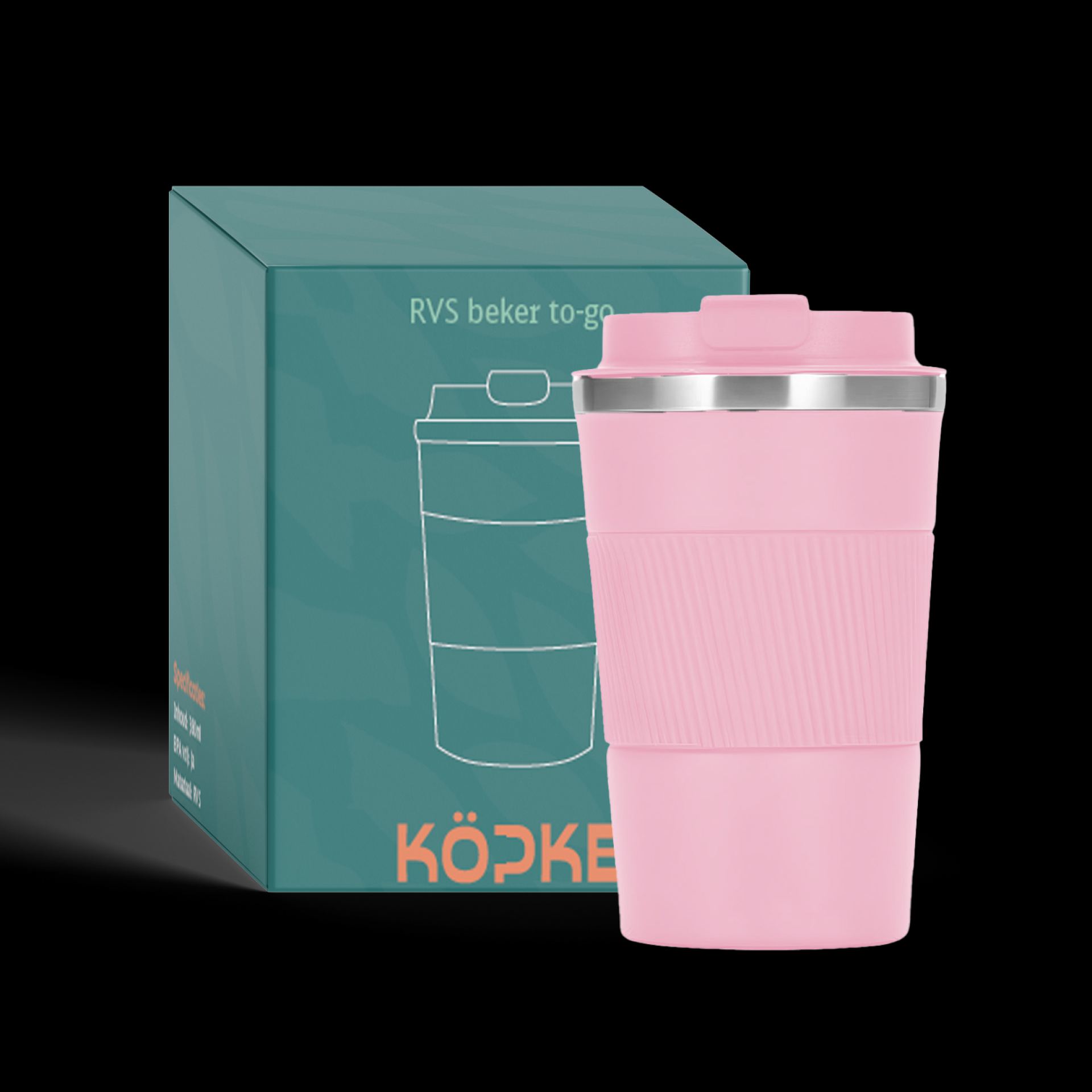 RVS koffiebeker to go 38cl lichtroze goedkoop
