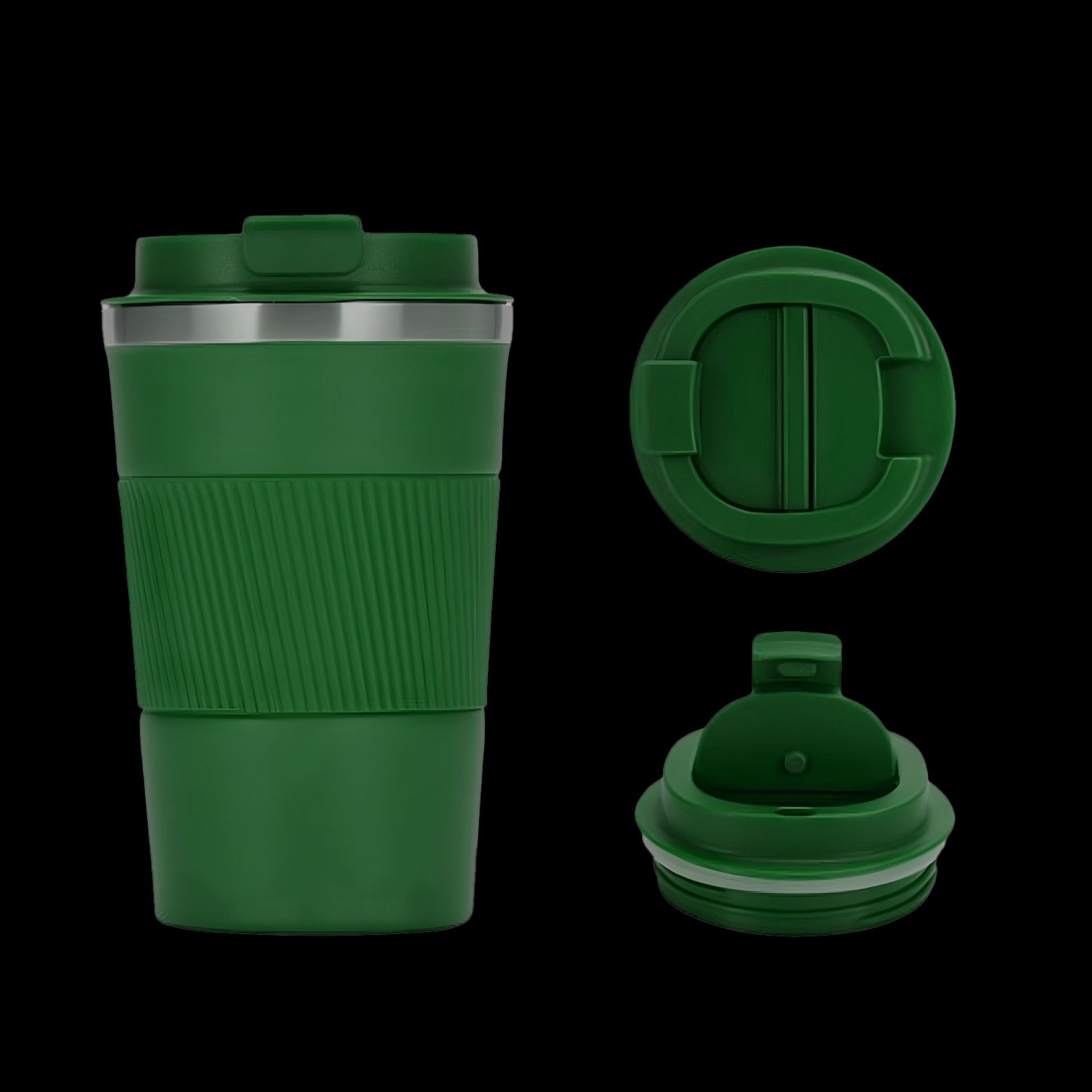 RVS koffiebeker donkergroen to go 38cl