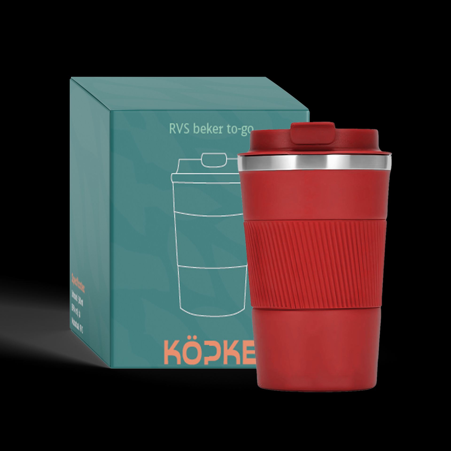RVS koffiebeker to go 38cl rood goedkoop