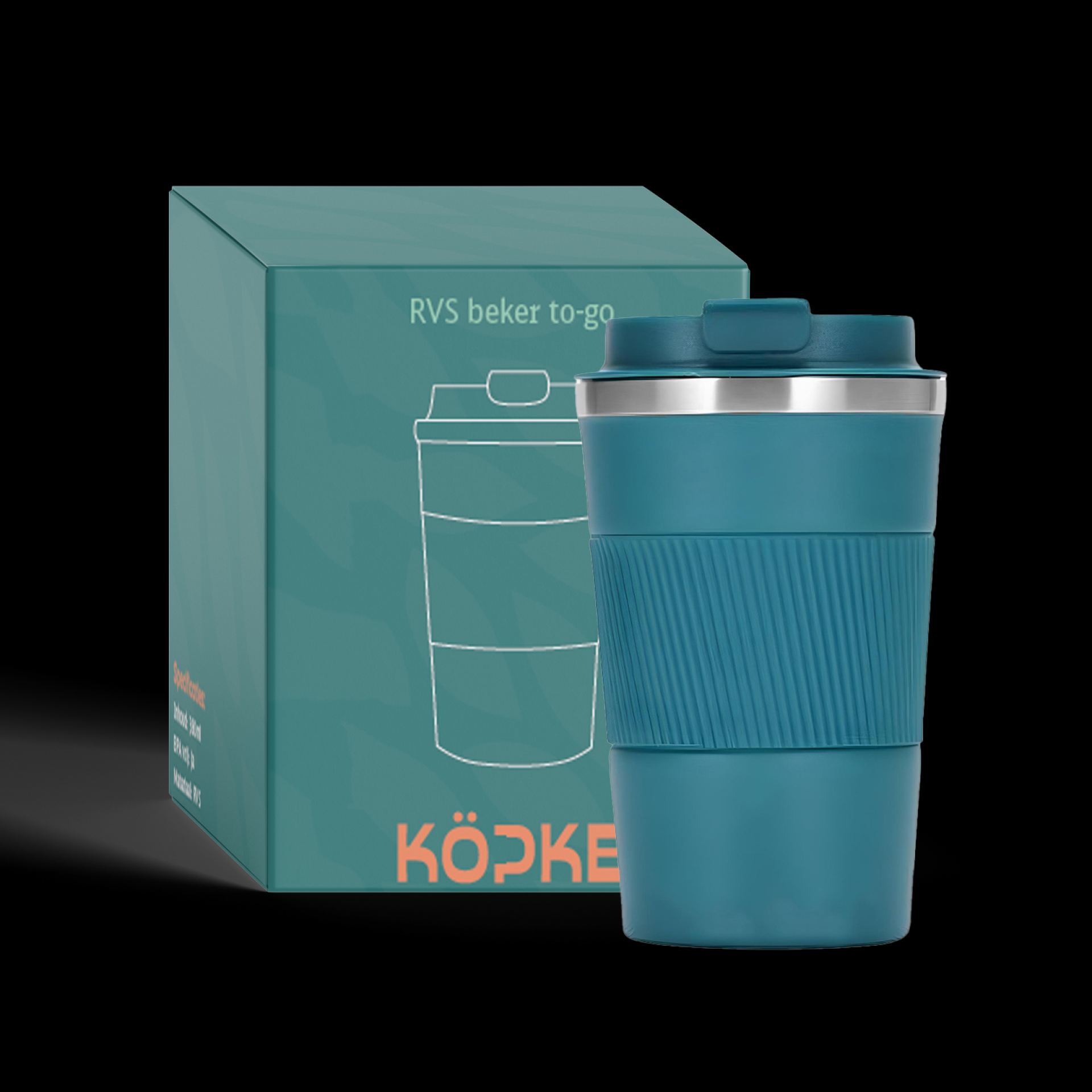 RVS koffiebekers to go 38cl blauw goedkoop