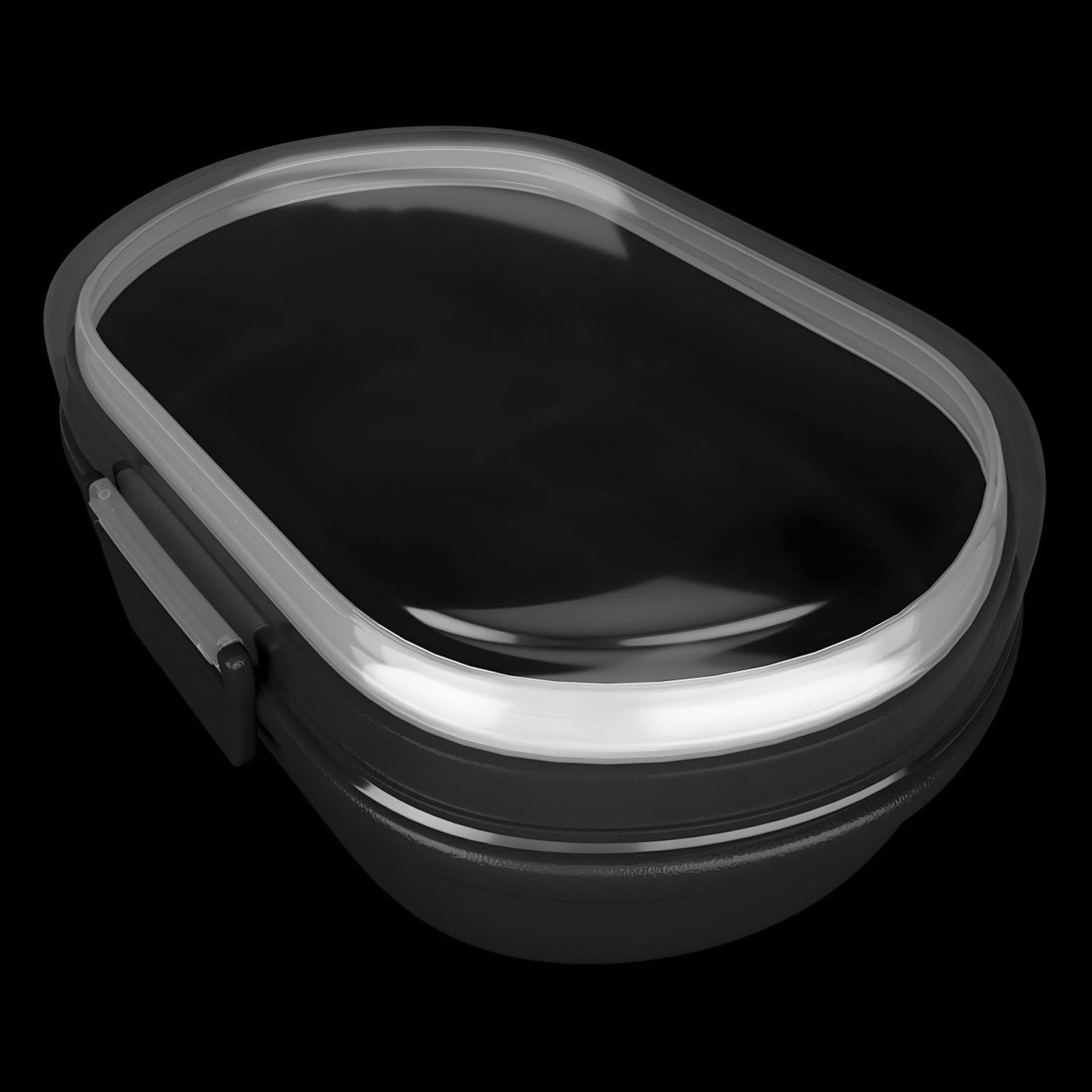 Broodtrommel lunchbox ovaal zwart