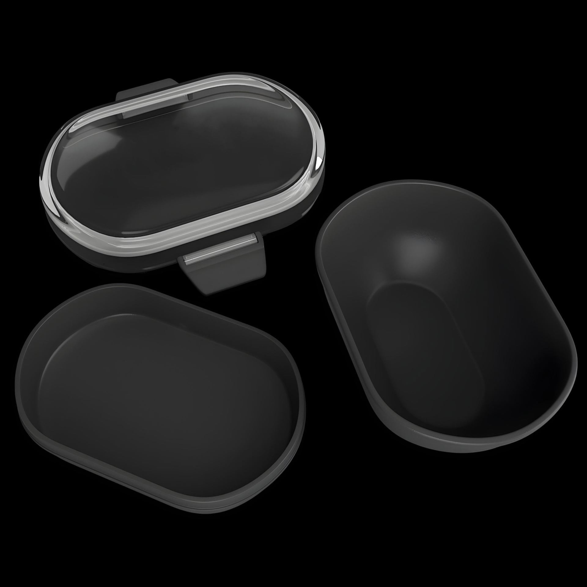 Broodtrommel lunchbox ovaal zwart voorbeeld