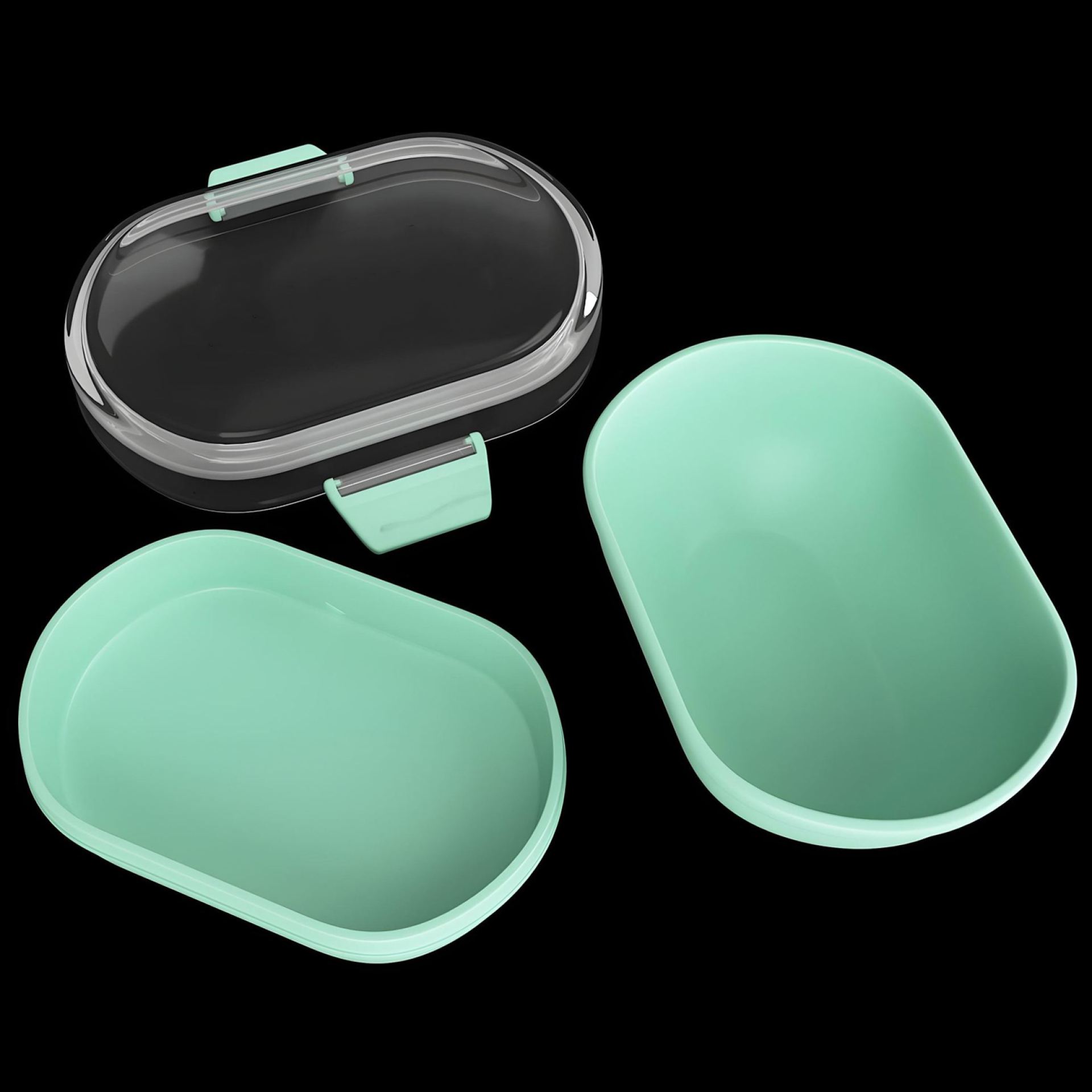 Broodtrommel lunchbox mintgroen ovaal