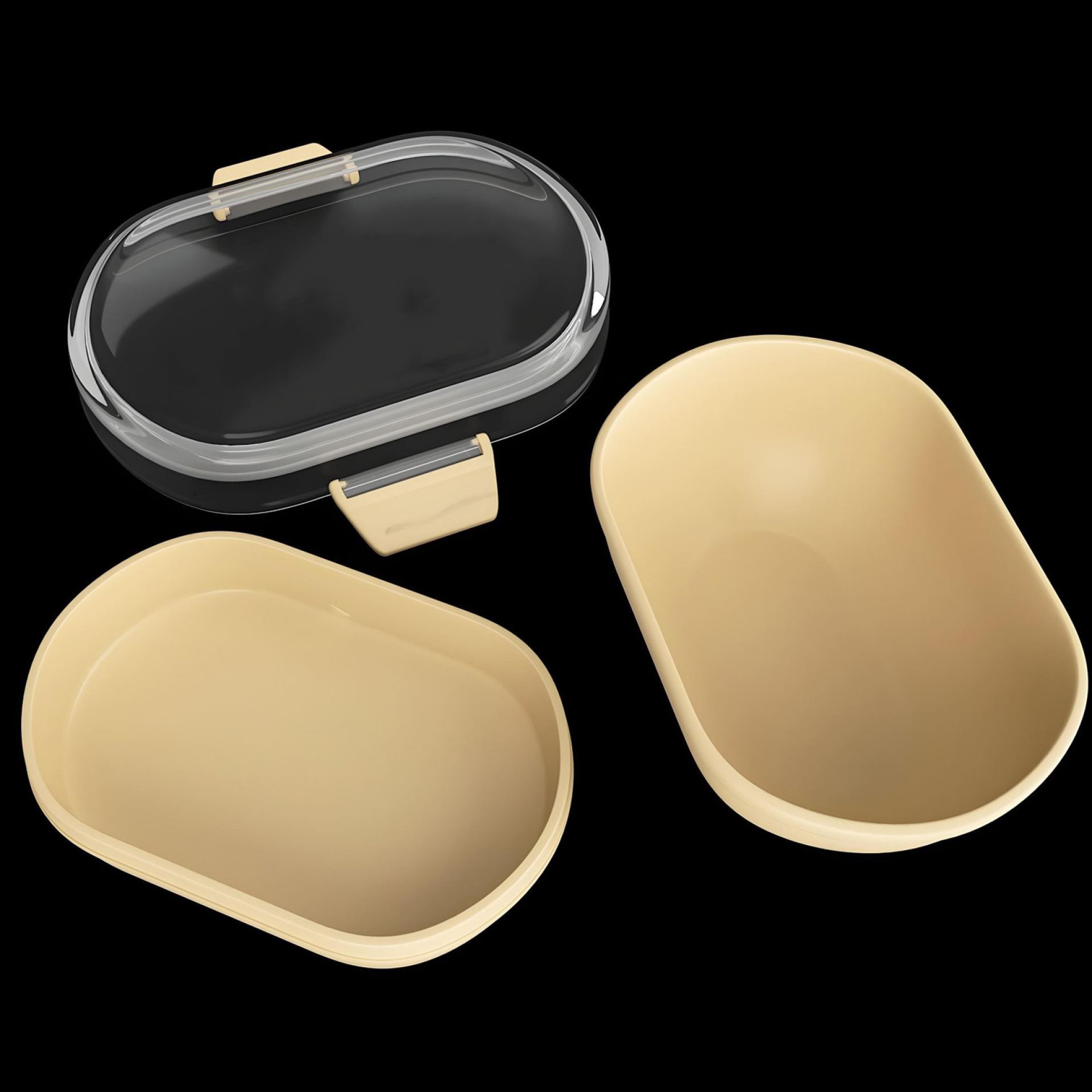 Broodtrommel lunchbox ovaal beige voorbeeld