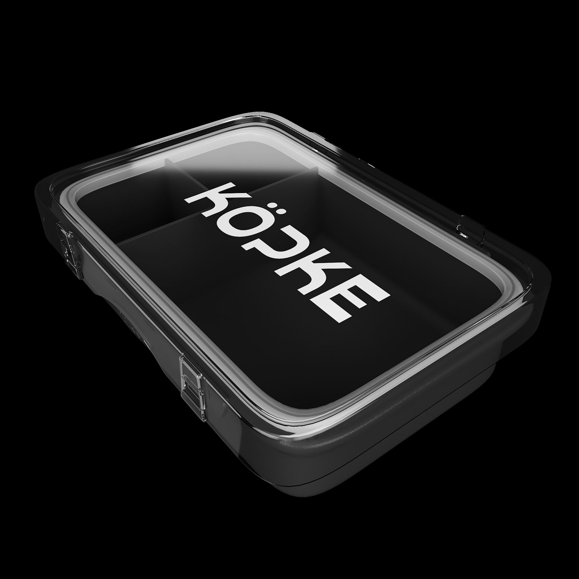 Lunchbox rechthoekig zwart transparant