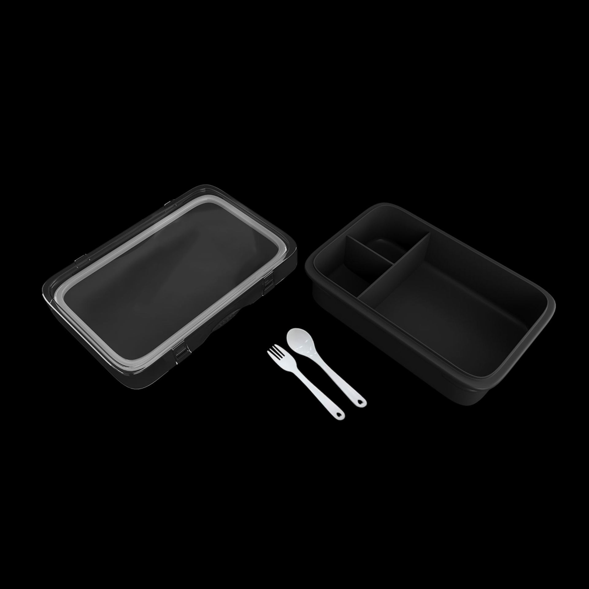 Broodtrommel lunchbox zwart rechthoekig