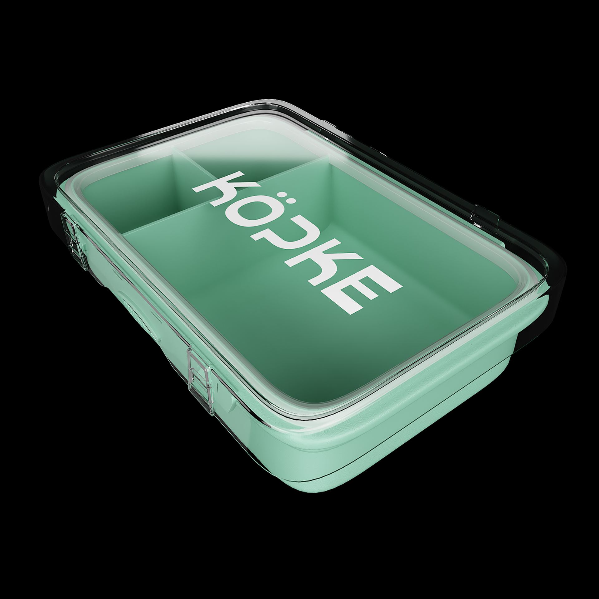 Lunchbox rechthoekig mintgroen transparant