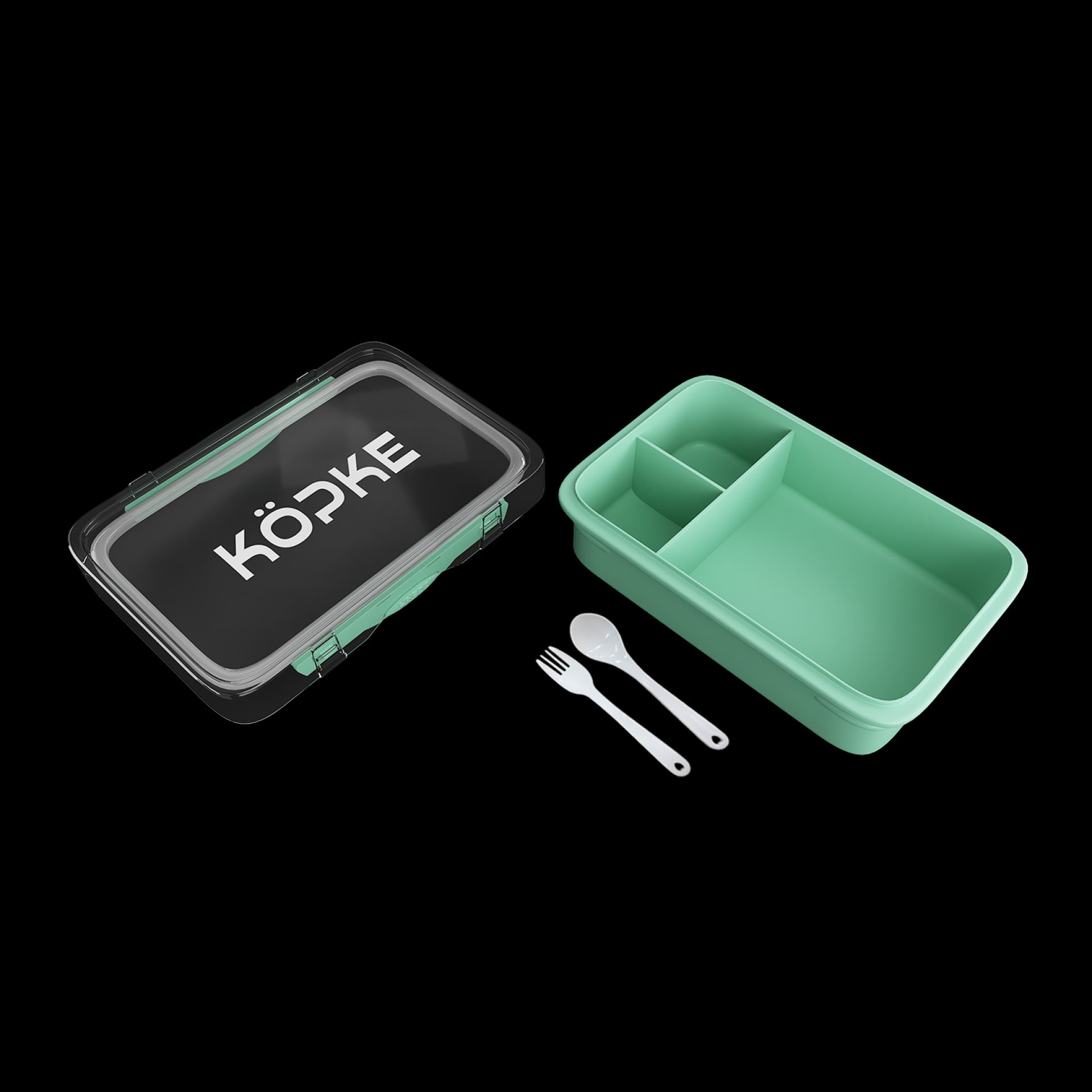 Lunchbox mintgroen rechthoekig transparant