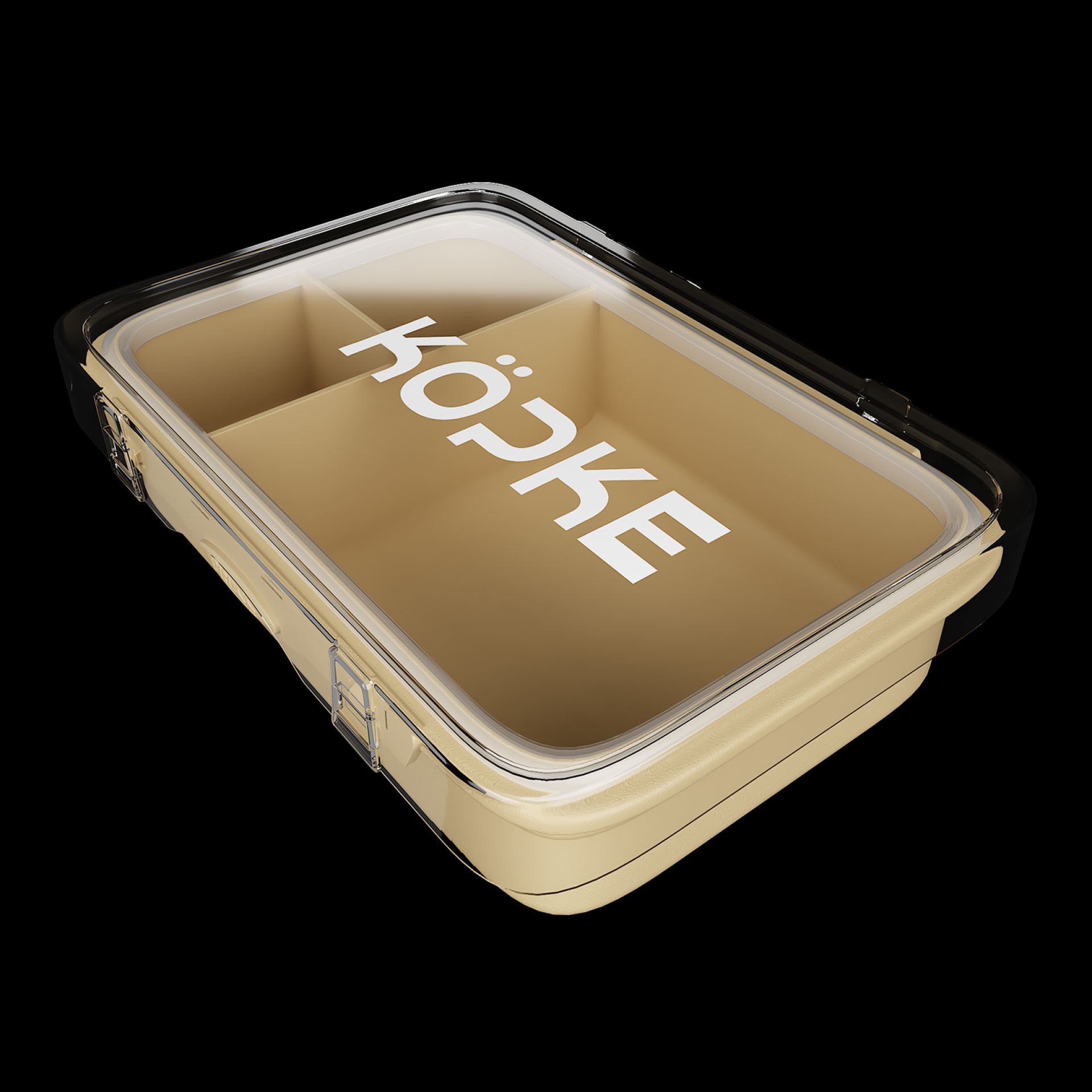 Lunchbox rechthoekig beige transparant