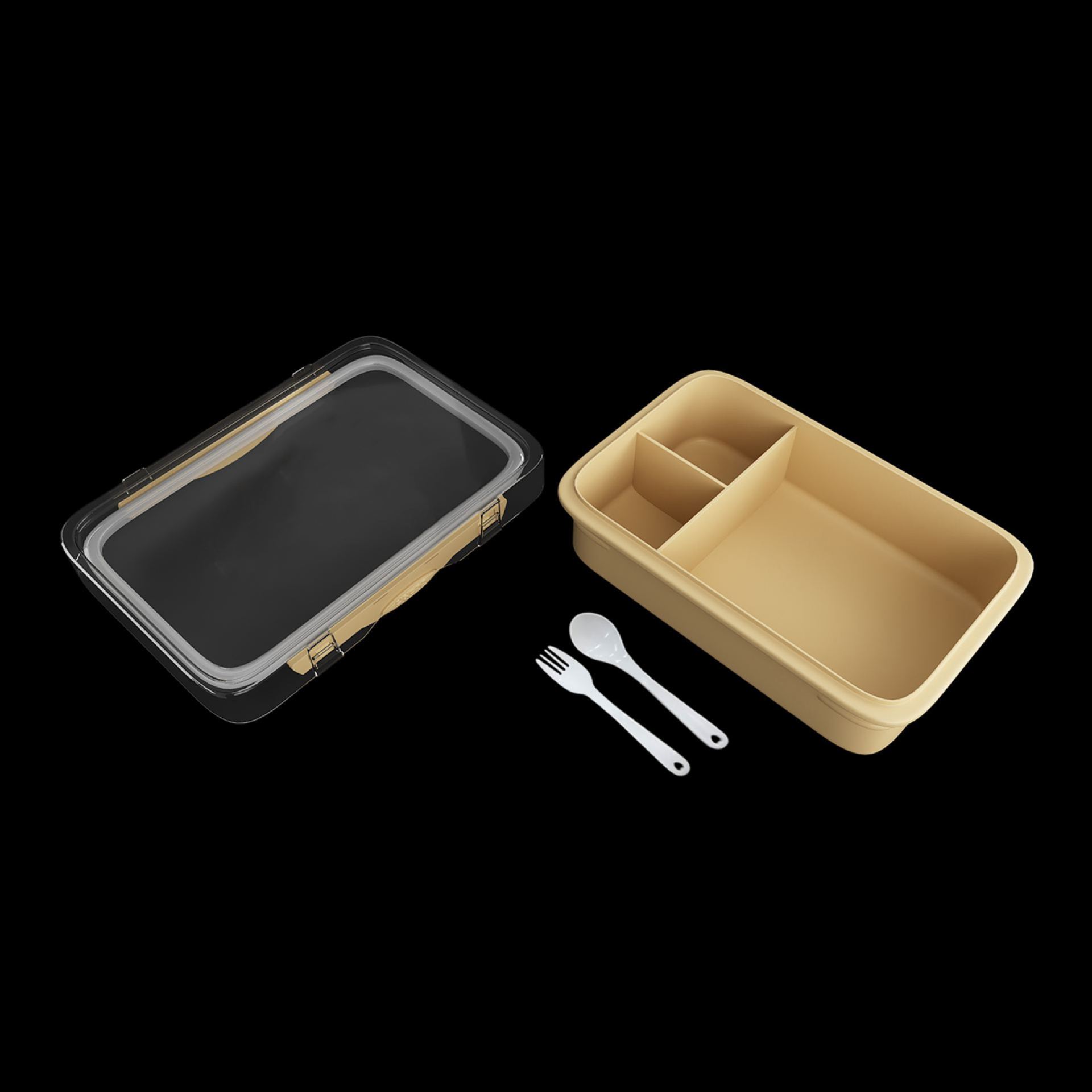 Broodtrommel lunchbox beige rechthoekig