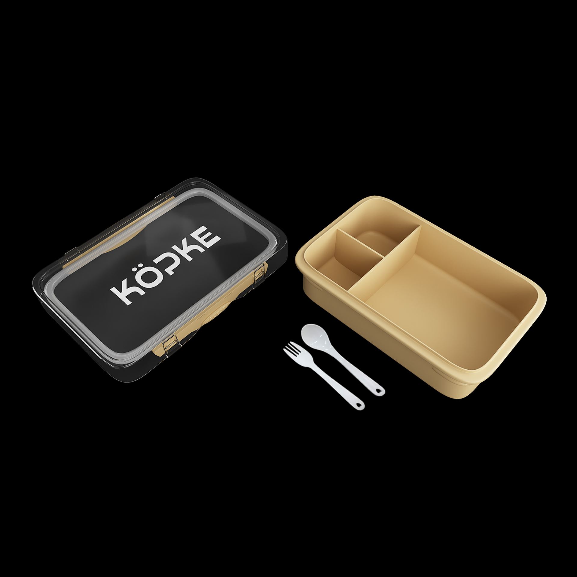 Lunchbox beige rechthoekig transparant