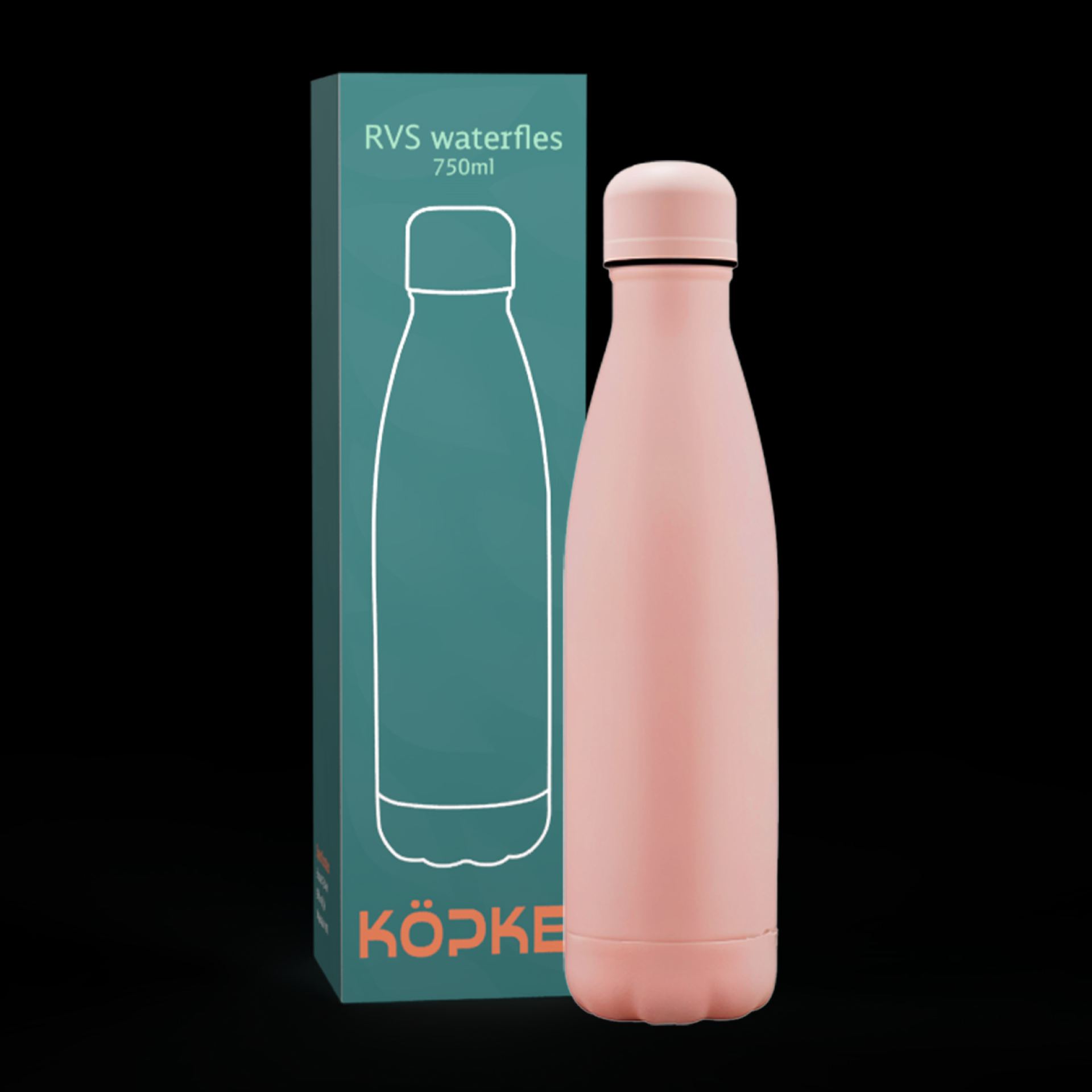 RVS drinkfles 75cl lichtroze doos