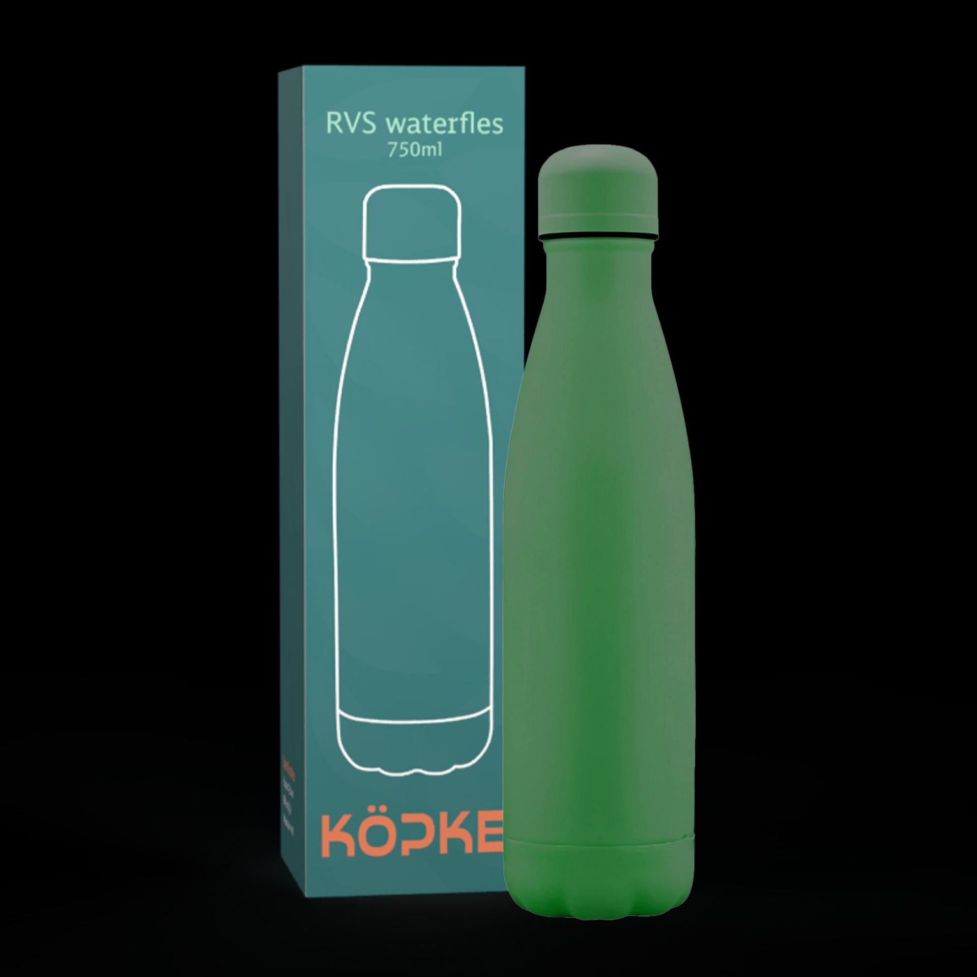 RVS drinkfles 75cl donkergroen doos