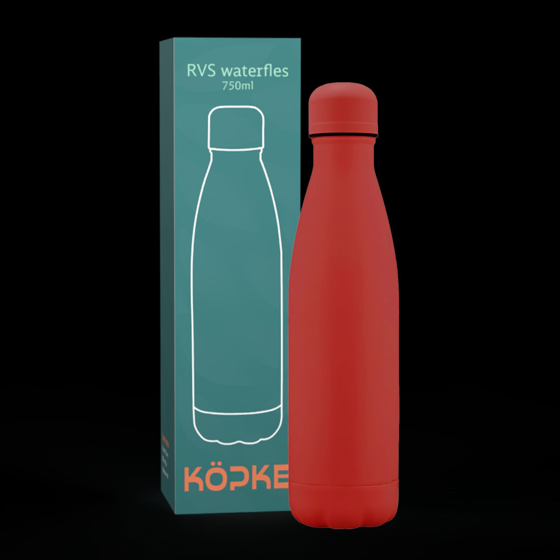 RVS drinkfles 75cl rood doos