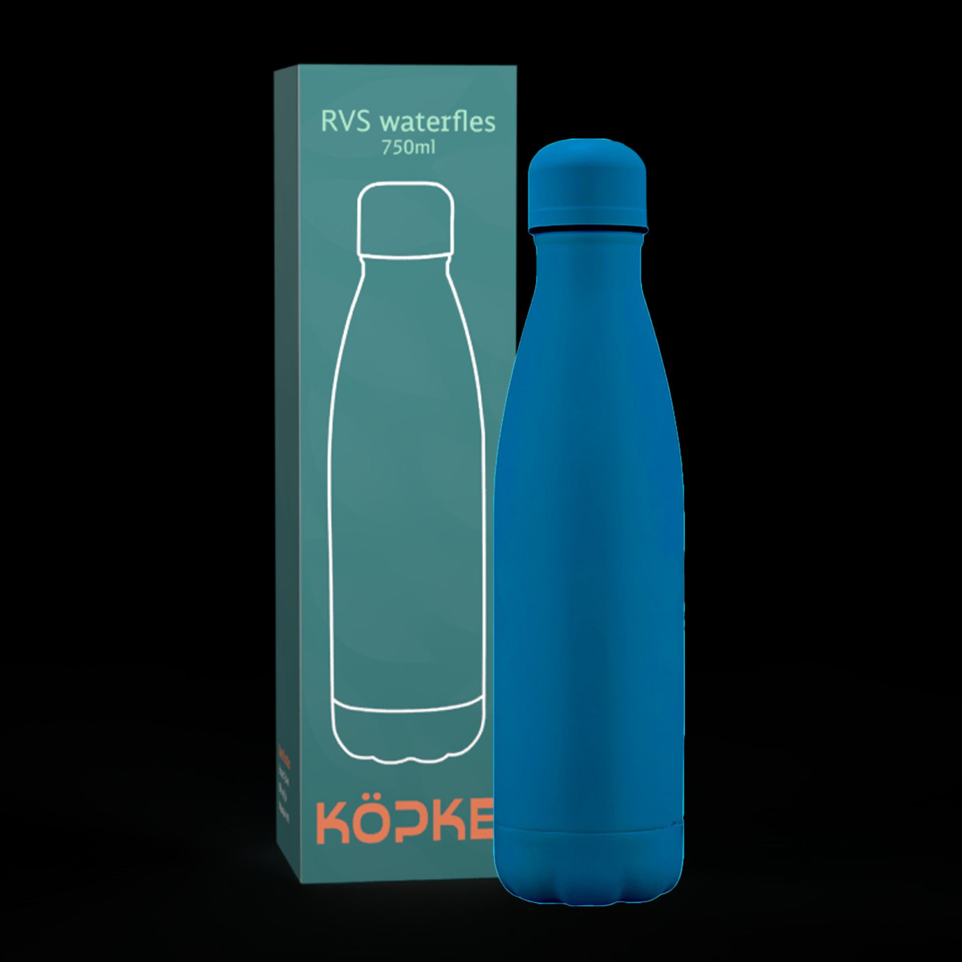 RVS drinkfles 75cl blauw doos