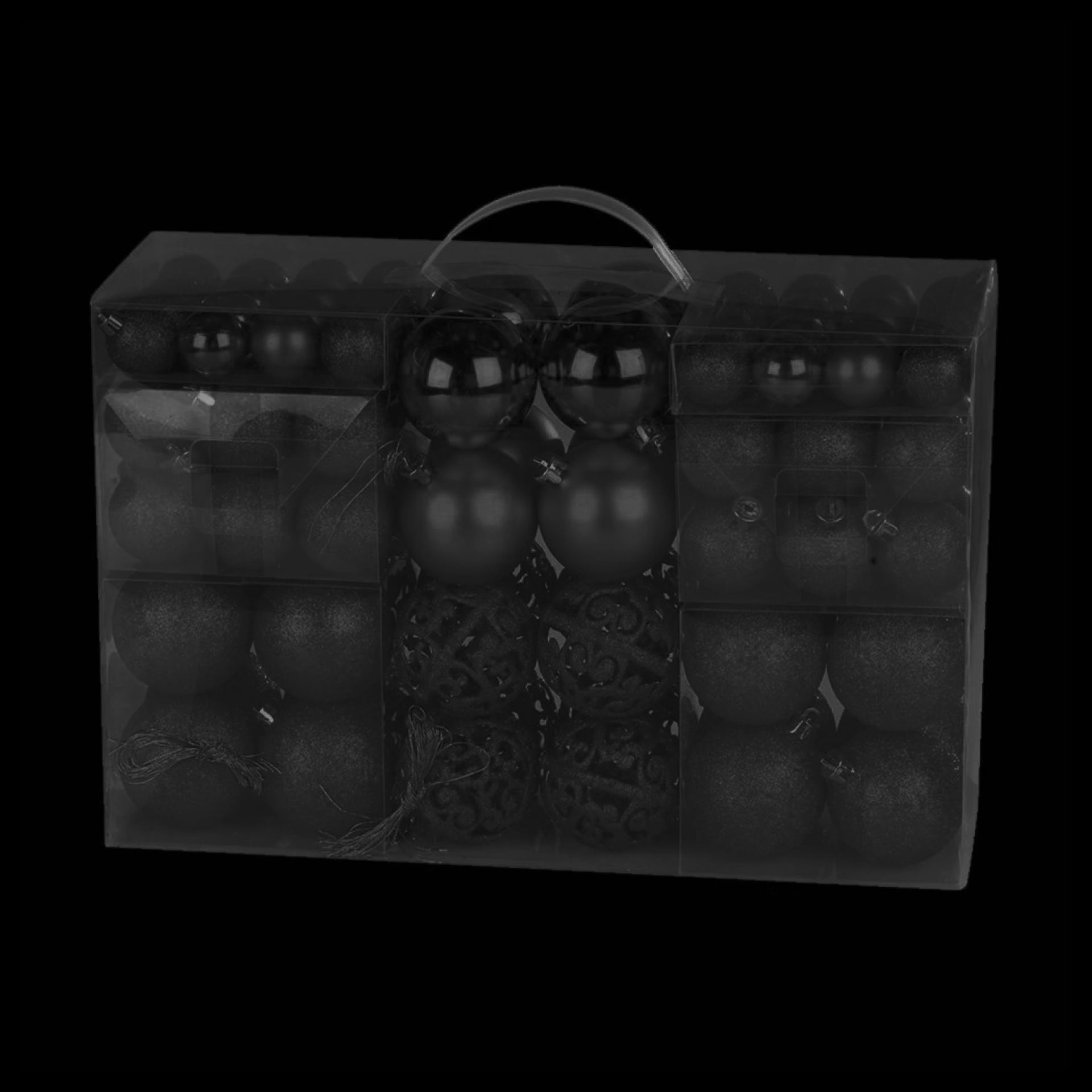 Kunststof kerstballen zwart 100 stuks