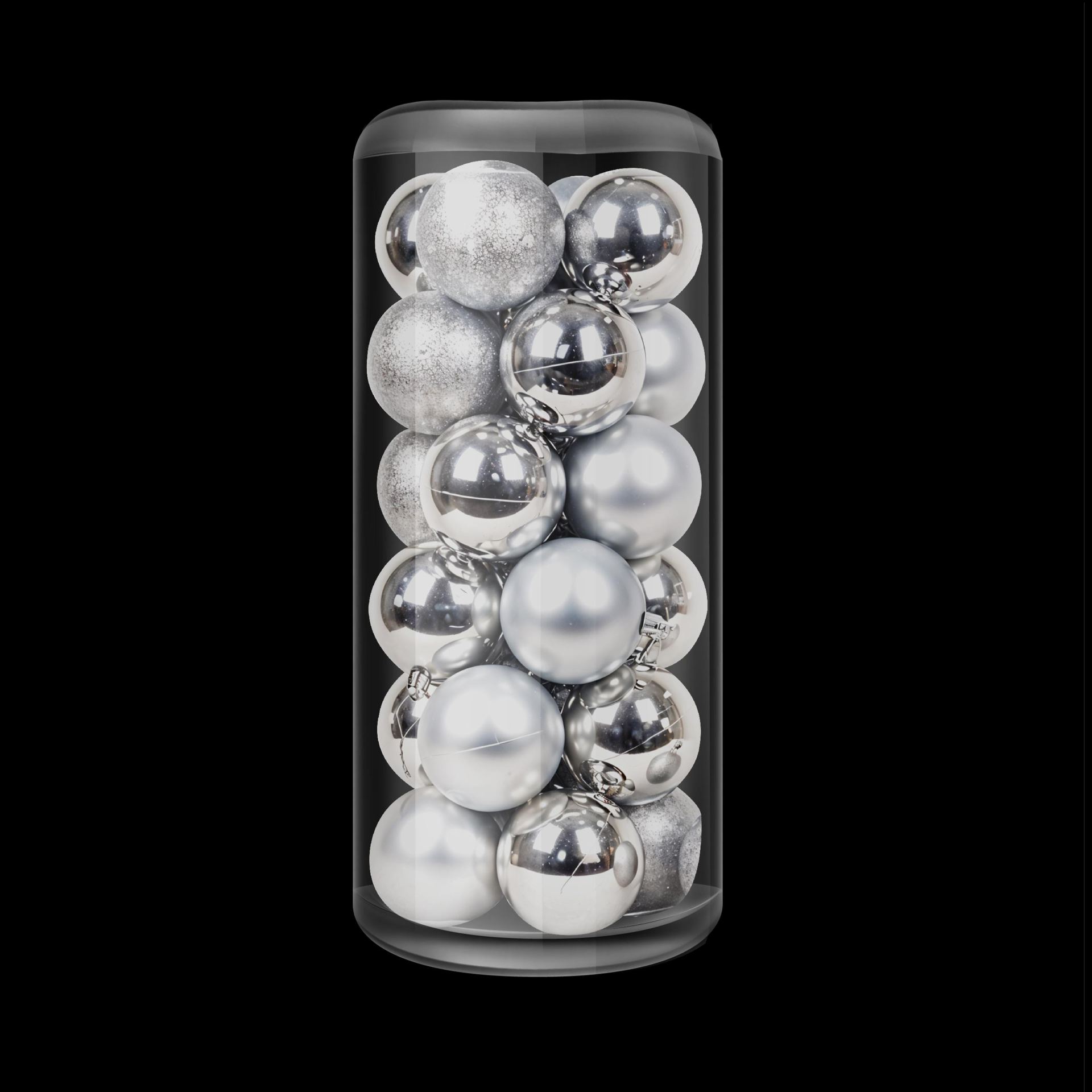 Kunststof kerstballen 8cm zilver 24 stuks