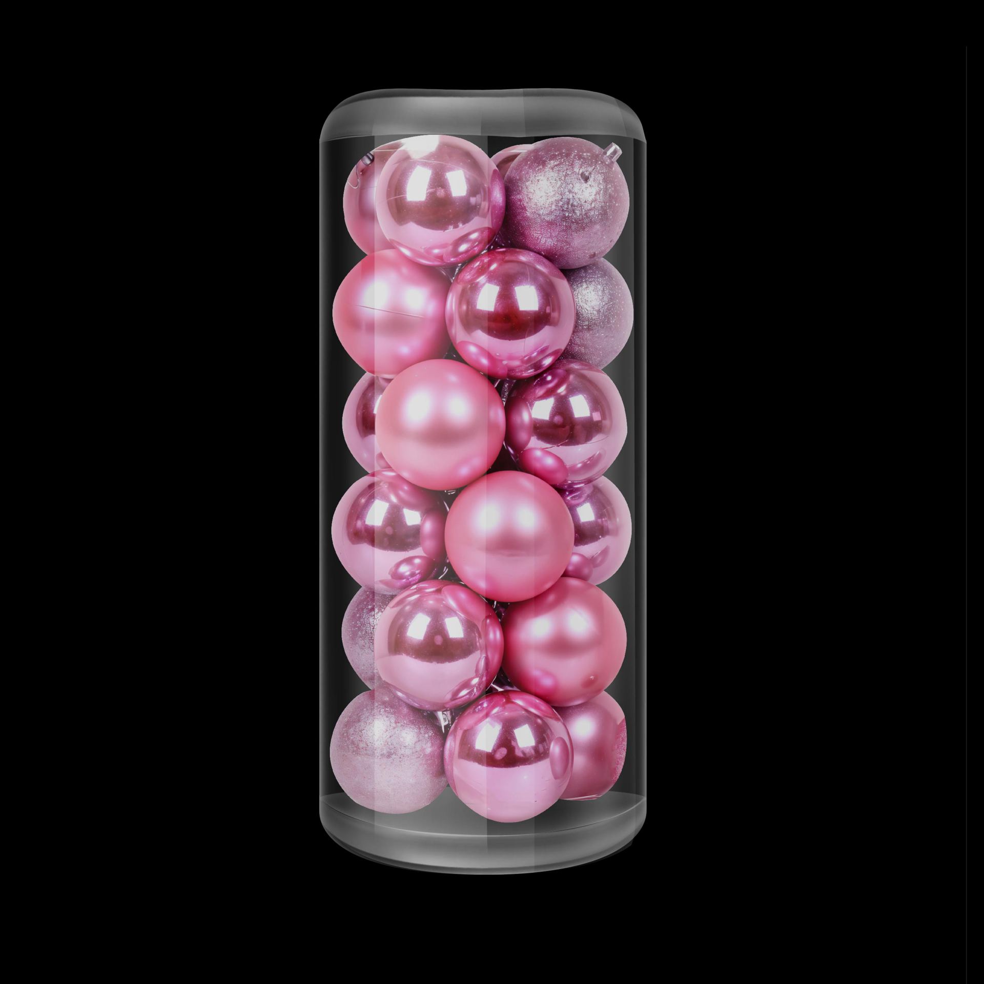 Kunststof kerstballen 8cm roze 24 stuks