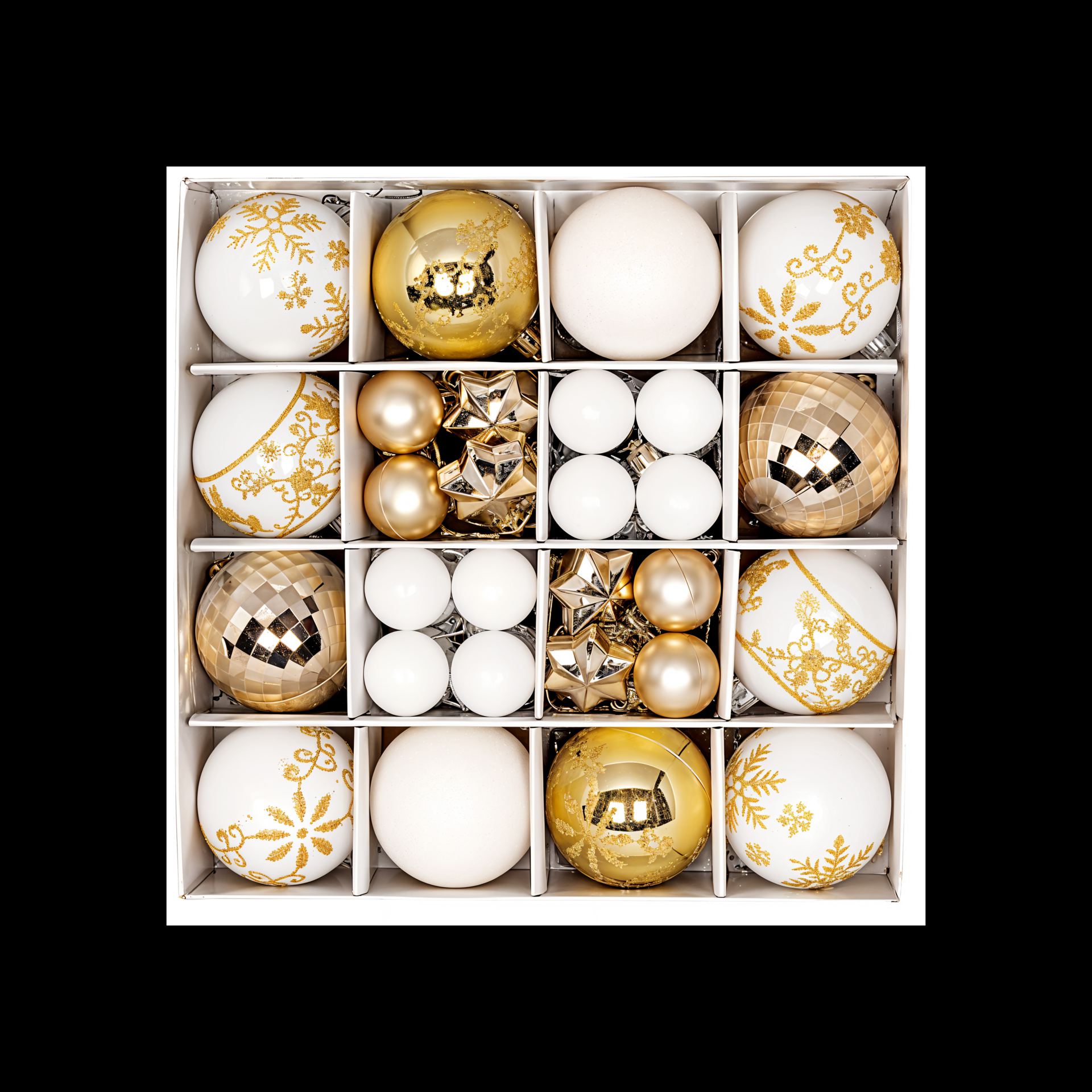 Kunststof kerstballen goud wit 44 stuks