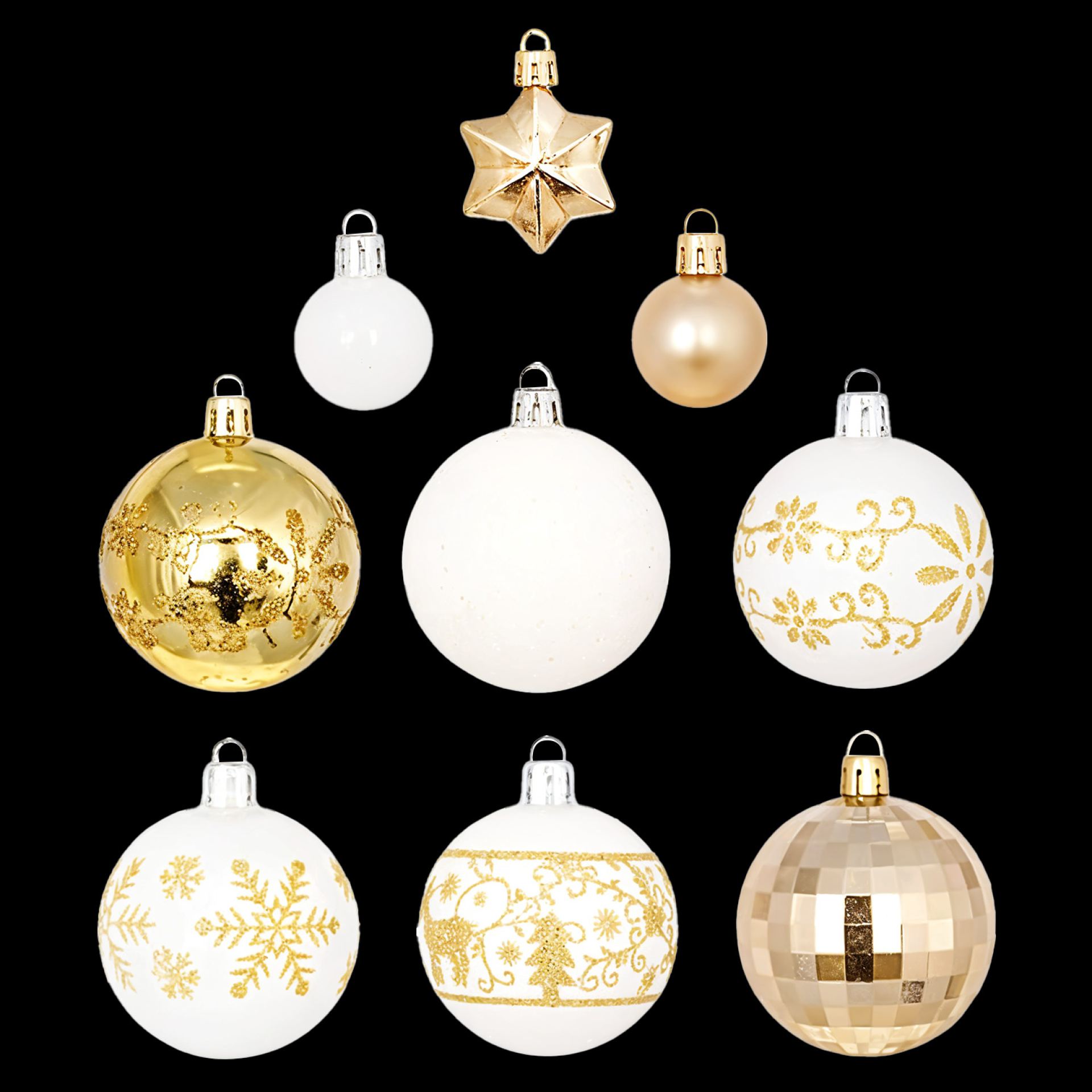 Kunststof kerstballen goud wit onlline