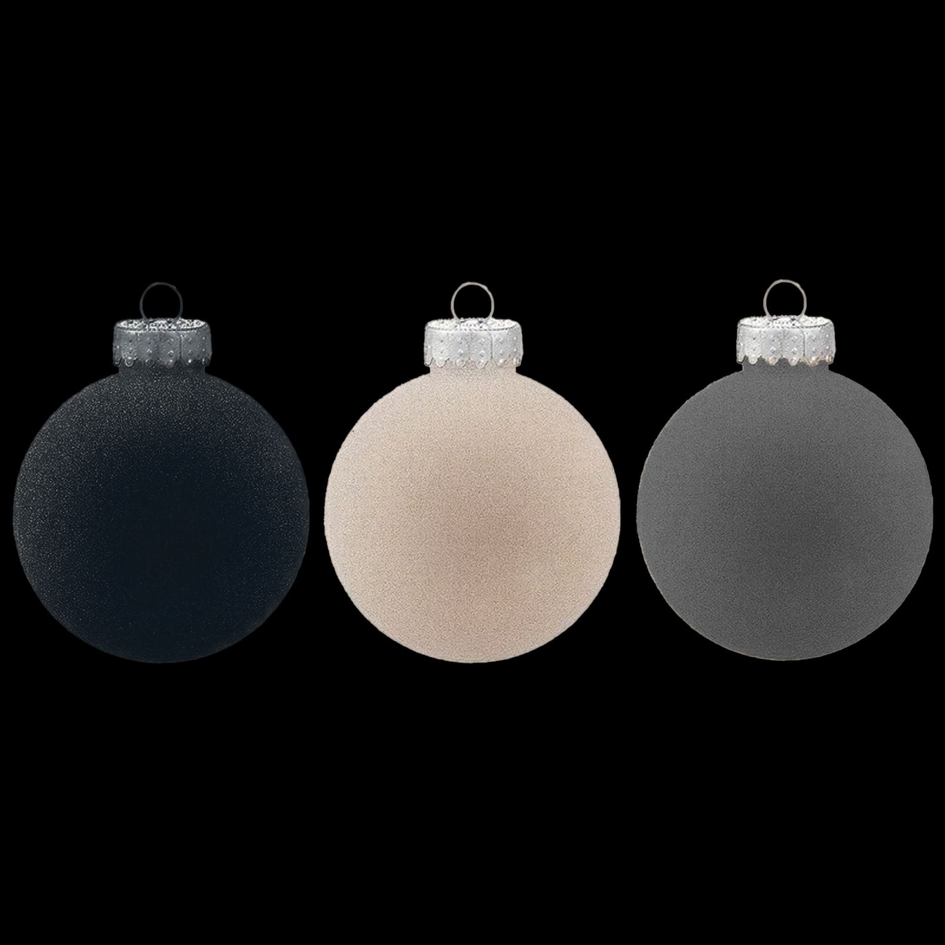 Velvet kerstballen 8cm grijs beige