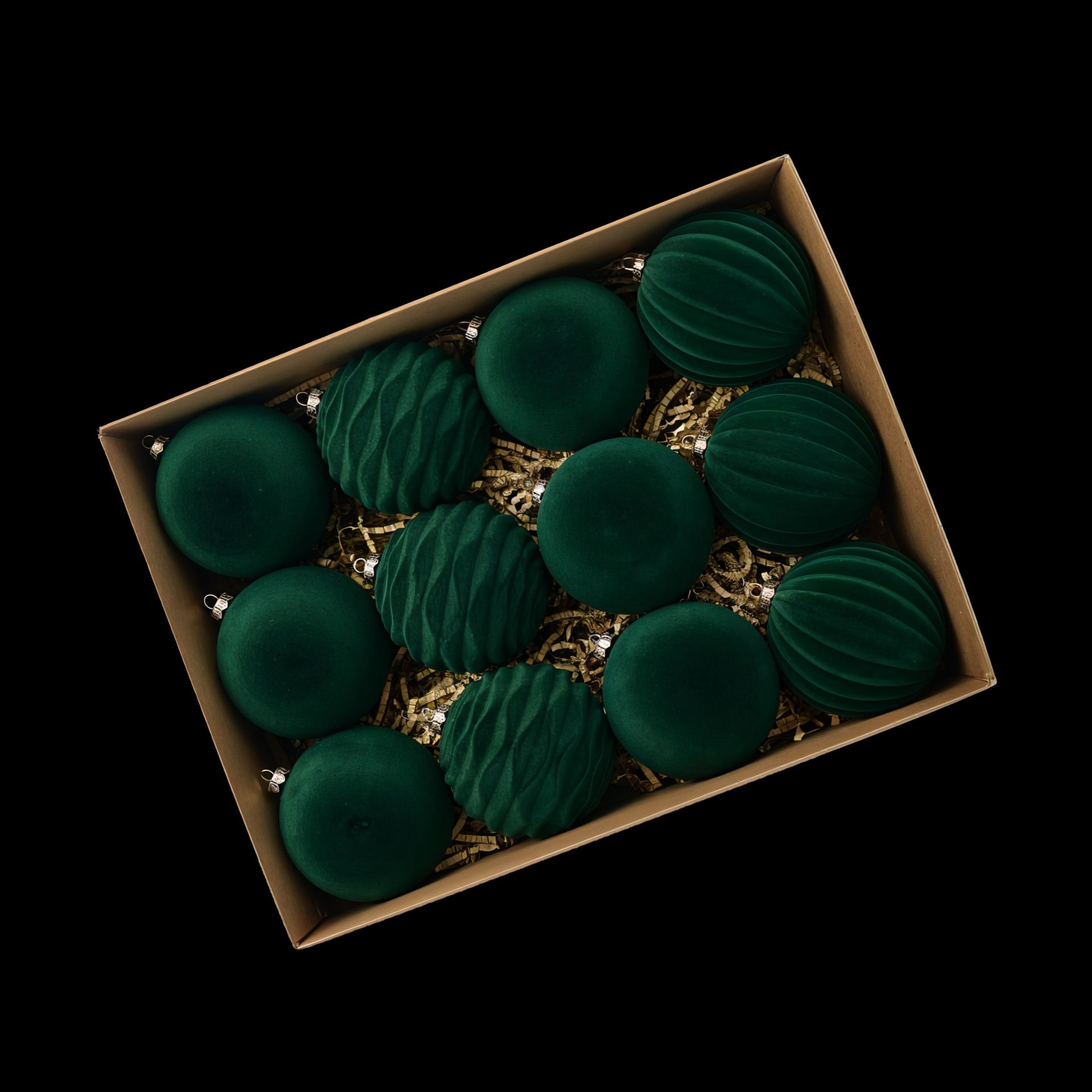 elvet kerstballen 8cm donkergroen 12 stuks