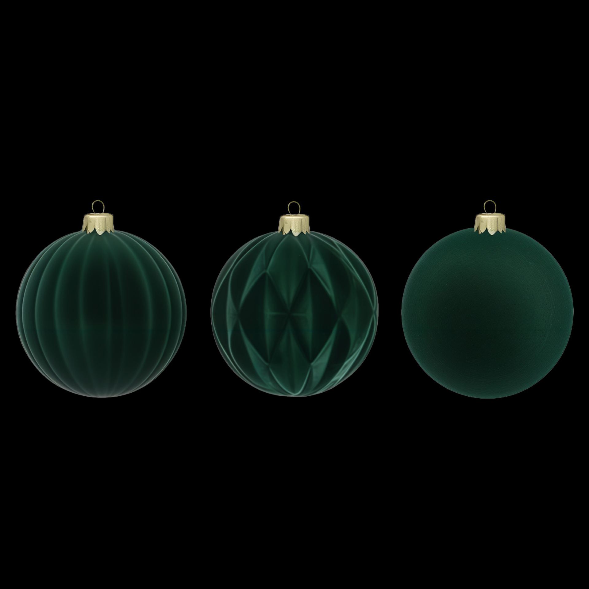 Velvet kerstballen 8cm donkergroen kopen