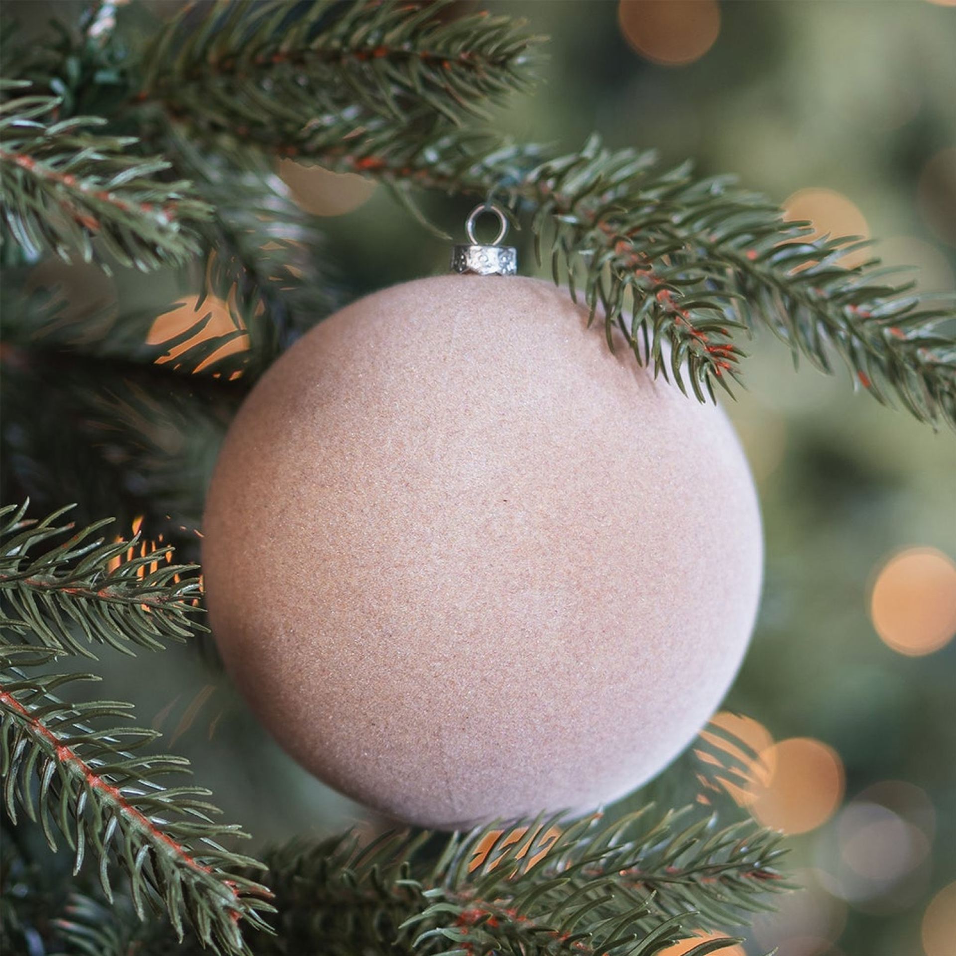 Velvet kerstballen 6cm beige kopen