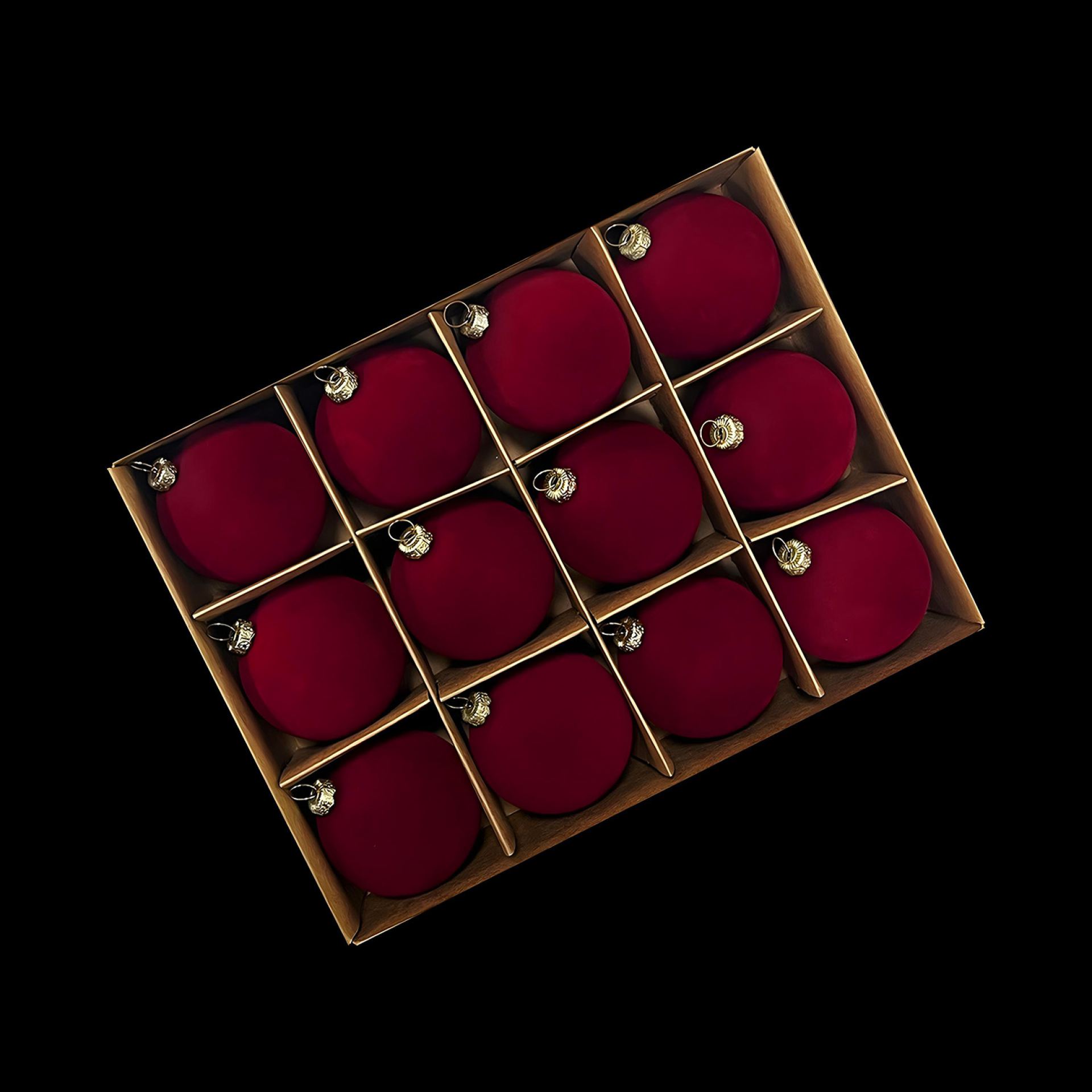 Velvet kerstballen 6cm rood 12 stuks