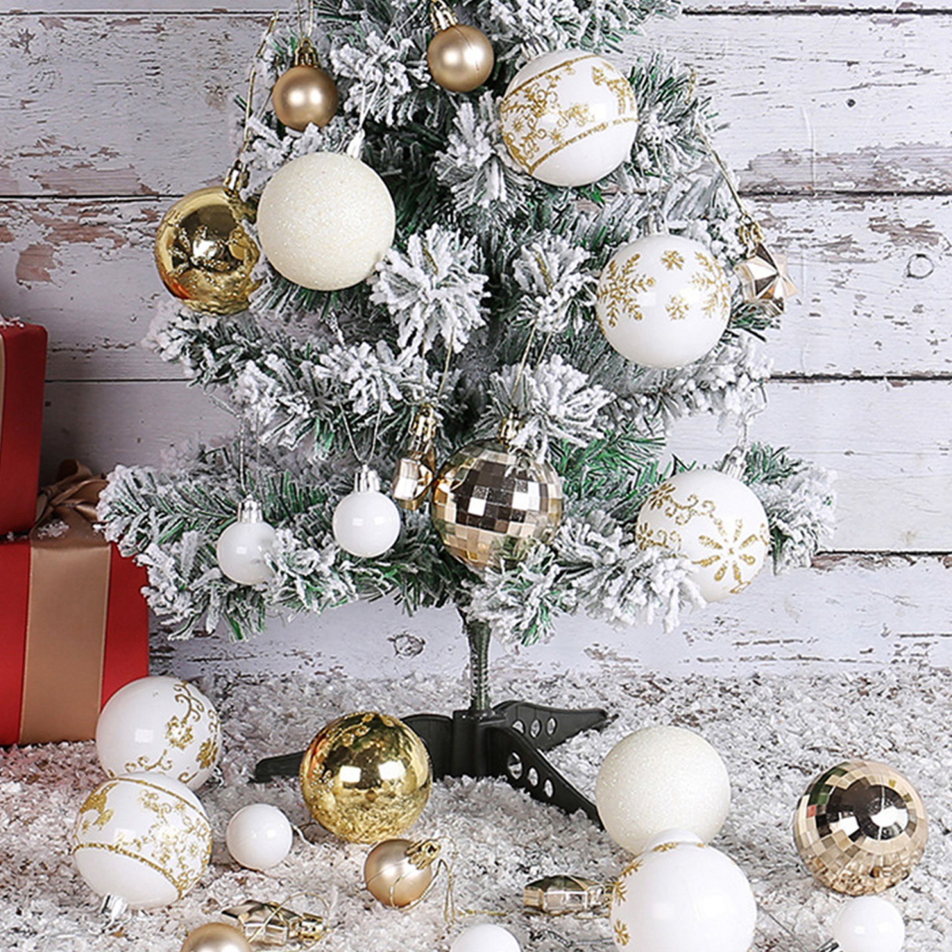 Kunststof kerstballen goud wit online kopen