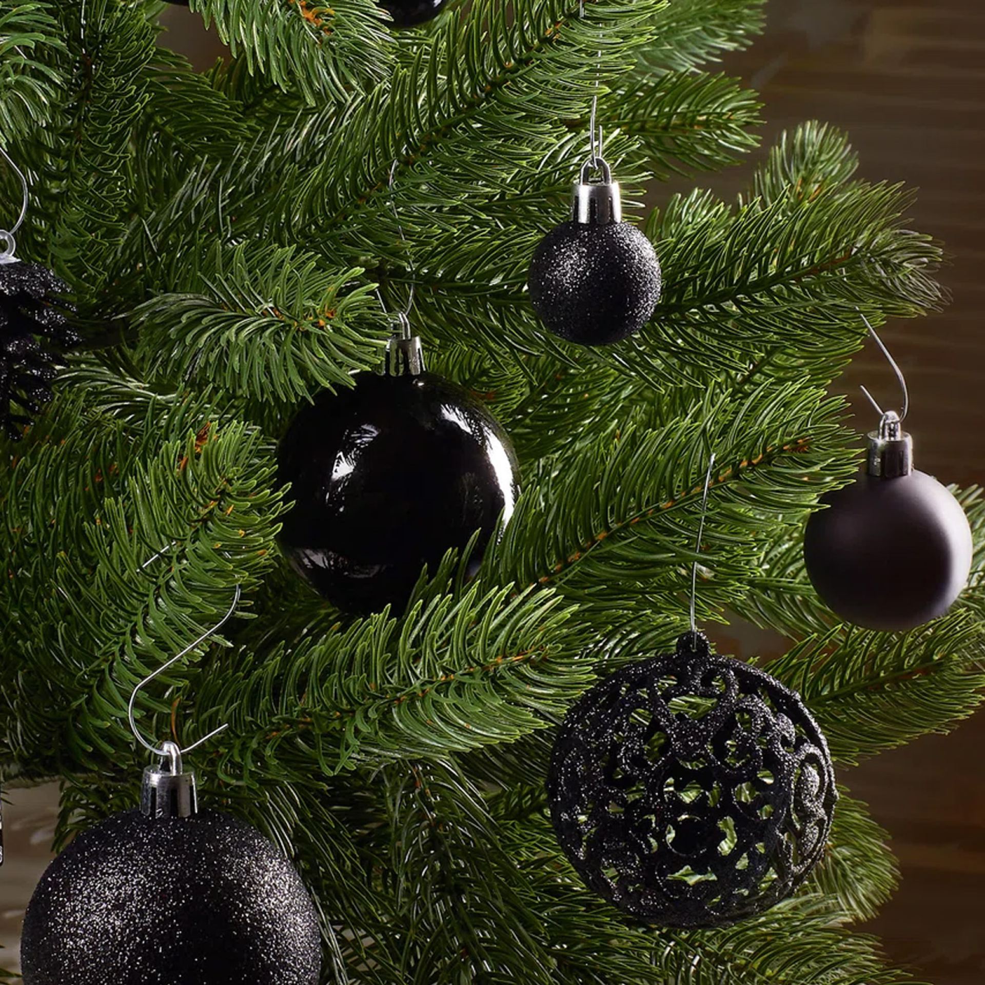 Kunststof kerstballen zwart