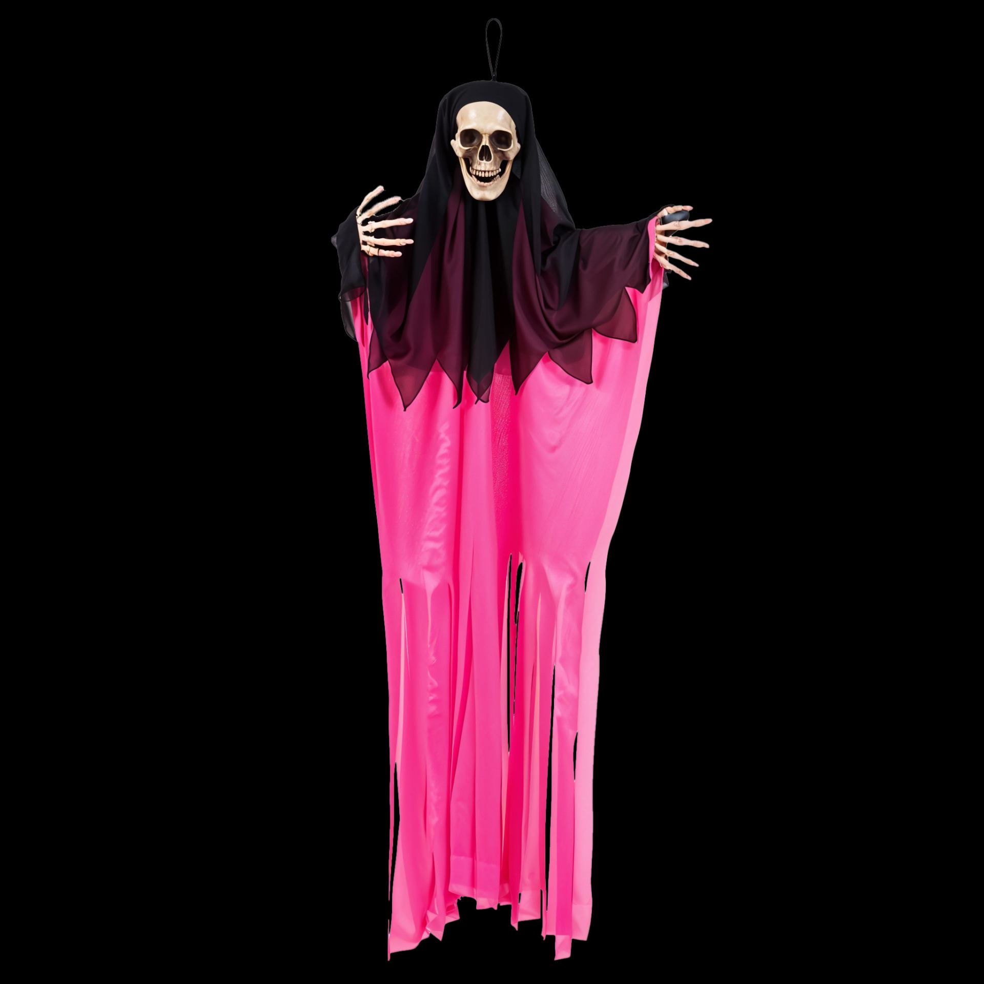 Halloween hangdecoratie schedelspook roze