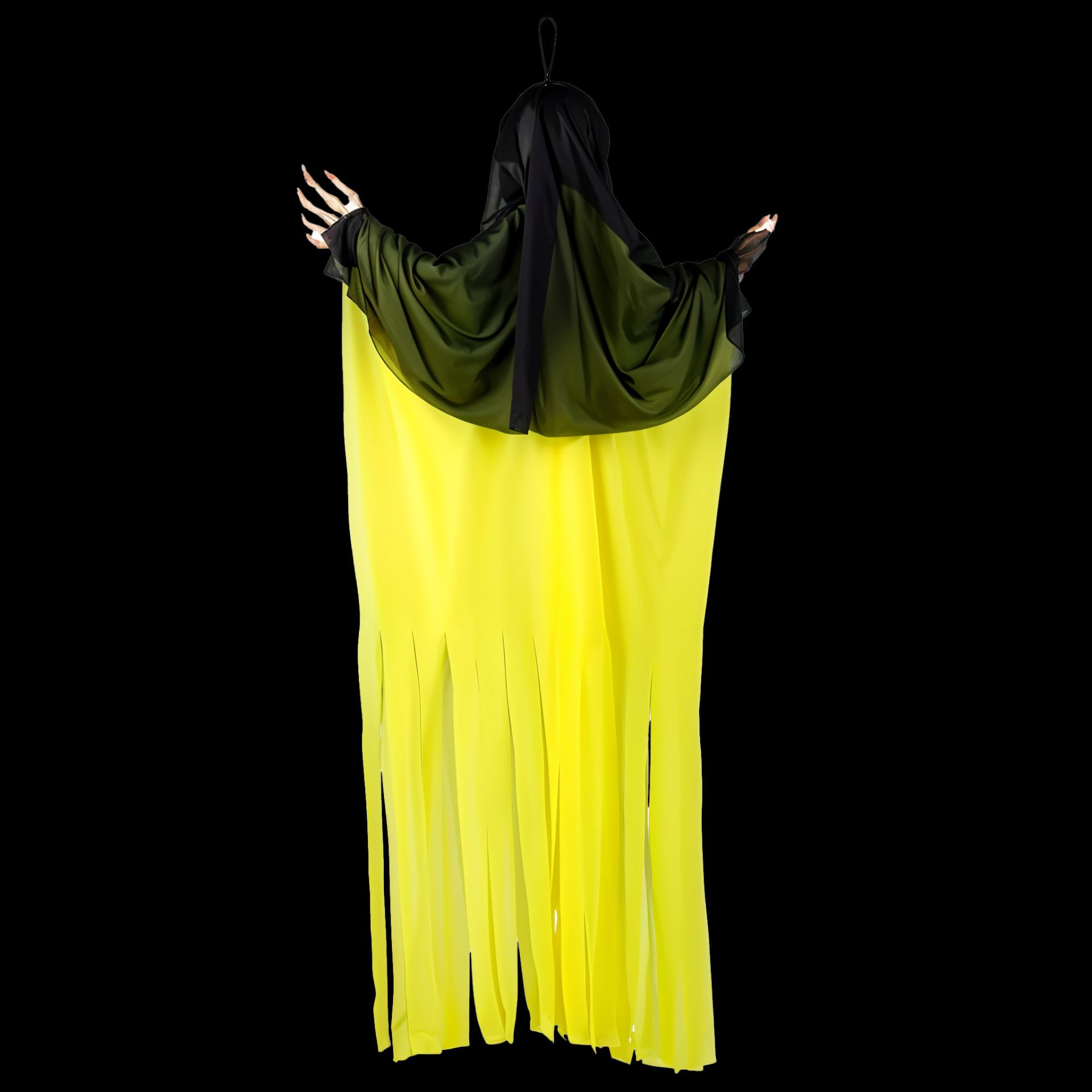 Halloween hangdecoratie schedelspook geel 90cm