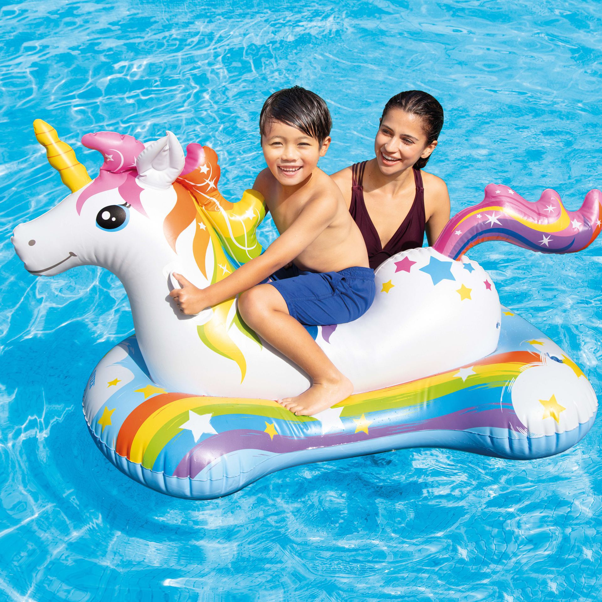 Opblaas unicorn ride-on magical kopen