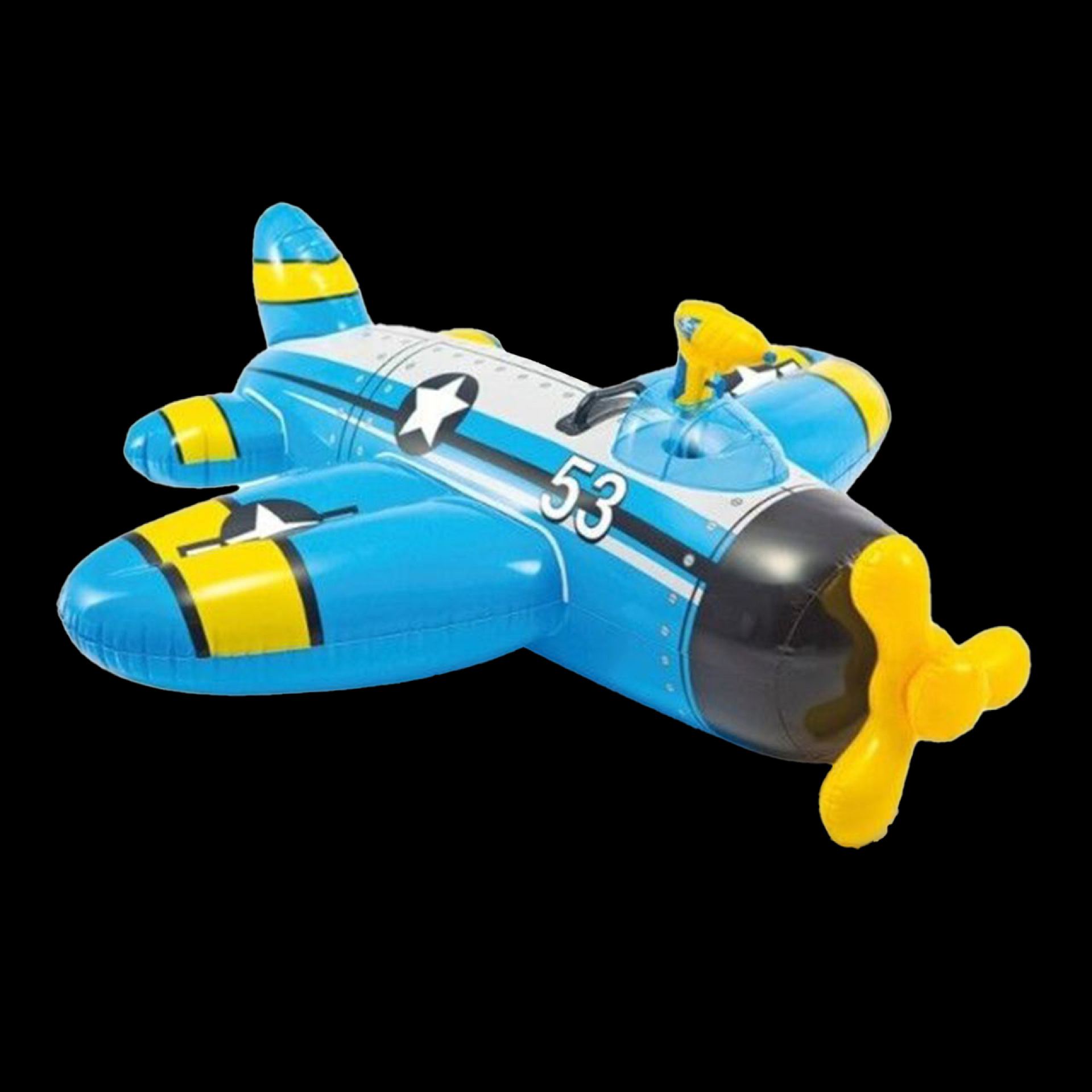 Opblaas vliegtuig ride-on blauw 132x130cm