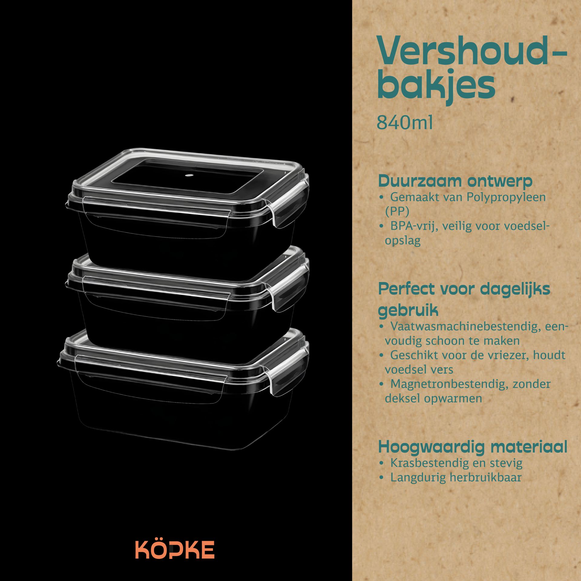 Vershoudbakjes rechthoek 840ml kopen