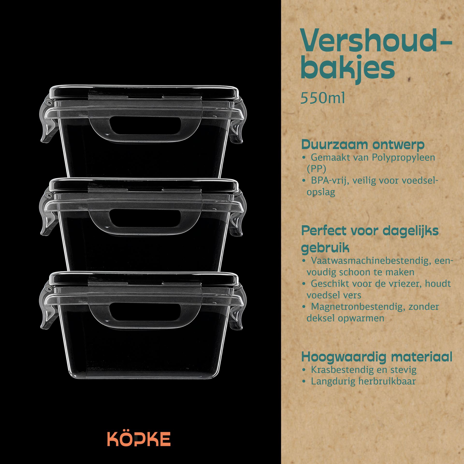 Vershoudbakjes vierkant 550ml kopen