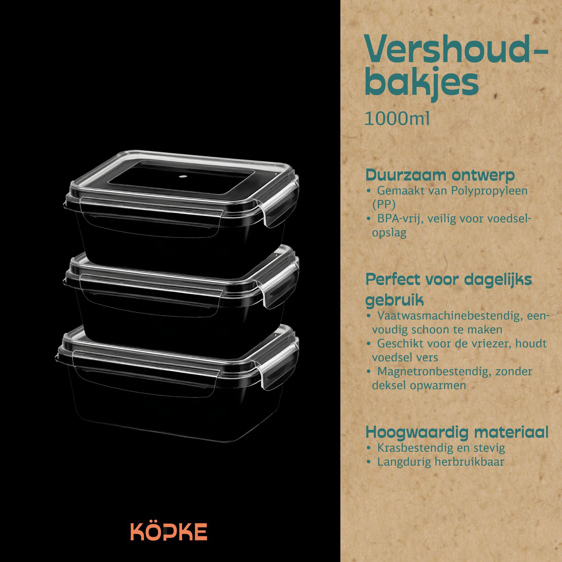 Vershoudbakjes rechthoek 1000ml kopen