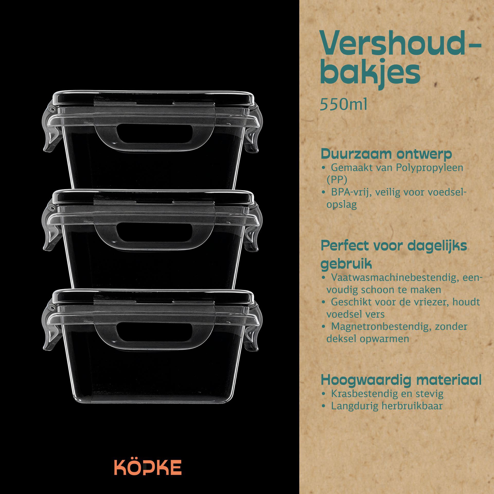 Vershoudbakjes vierkant 550ml kopen