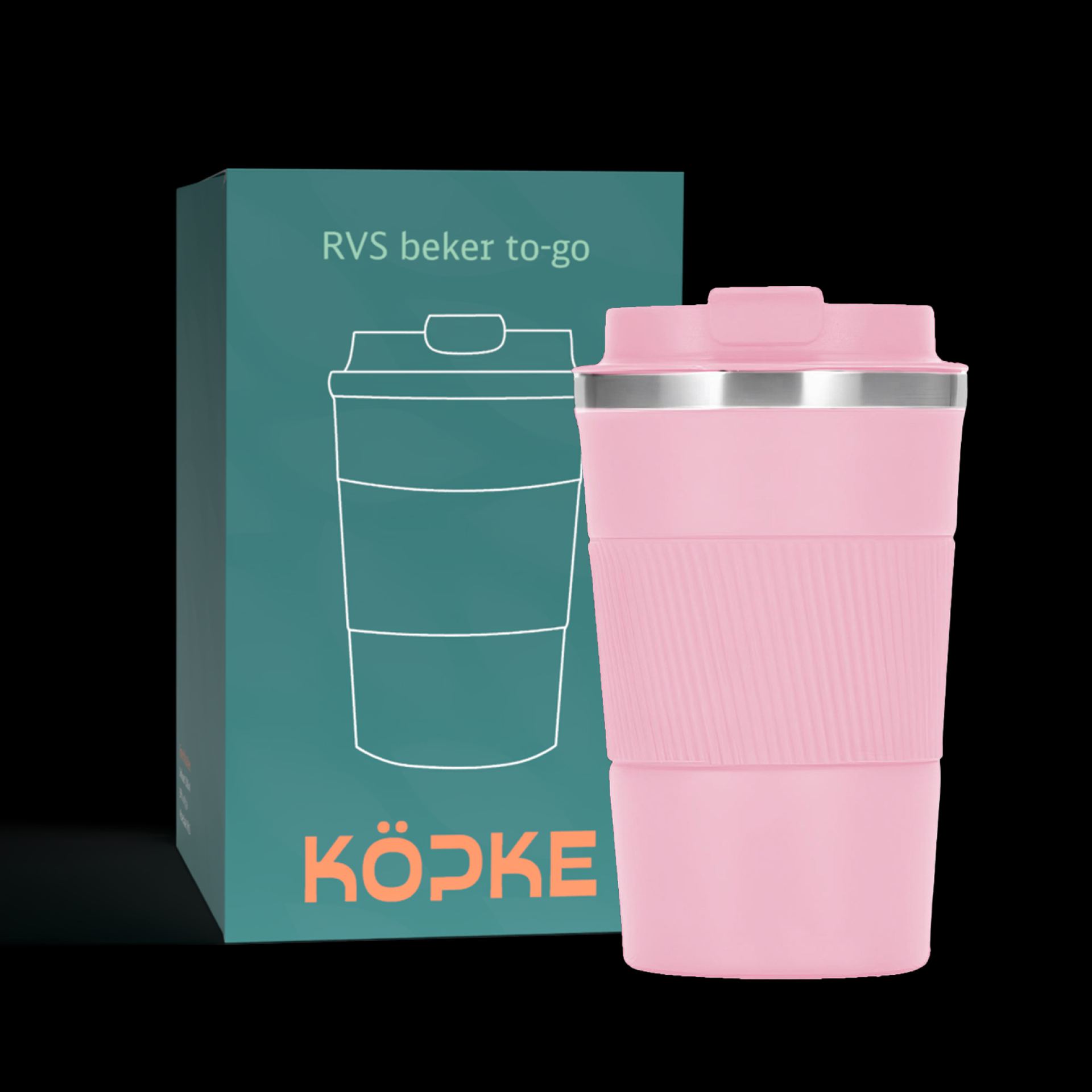 RVS koffiebeker to go lichtroze 38cl