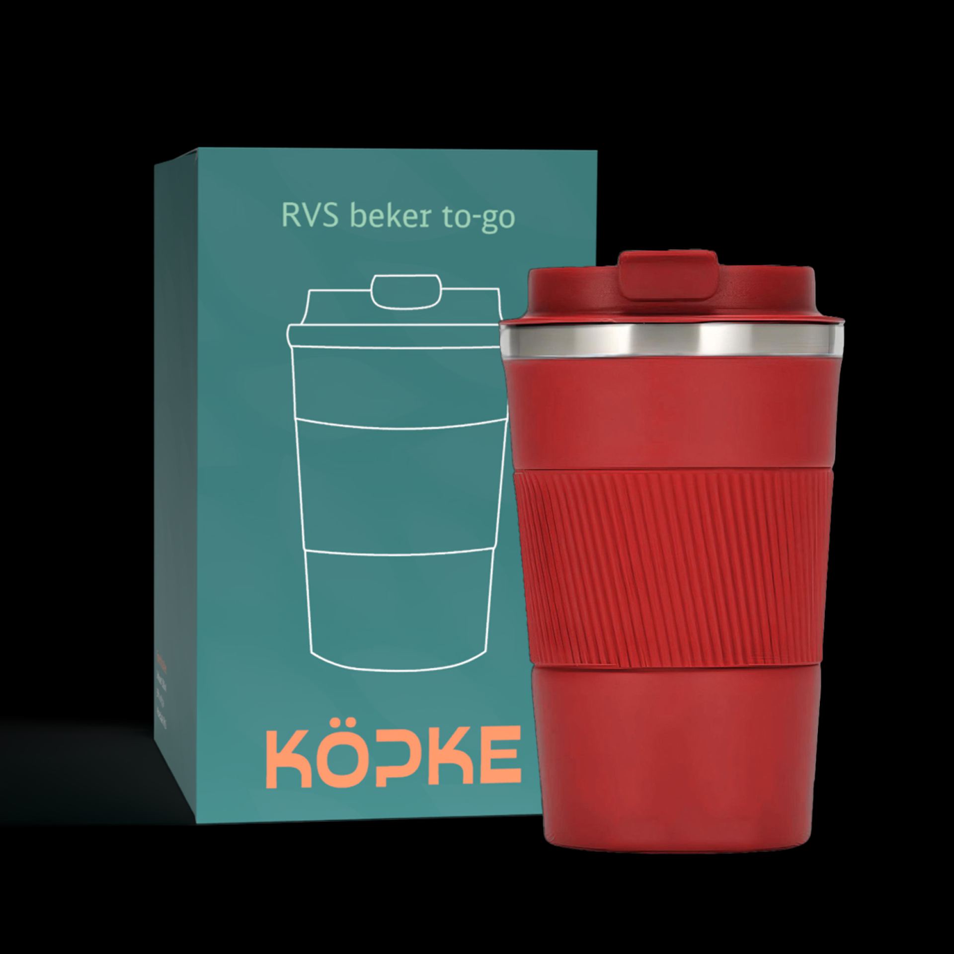 RVS koffiebeker to go rood 38cl