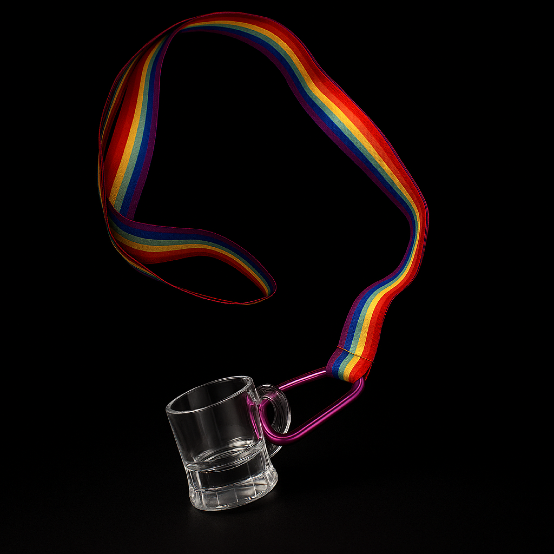 Regenboog shotglaasje met keycord