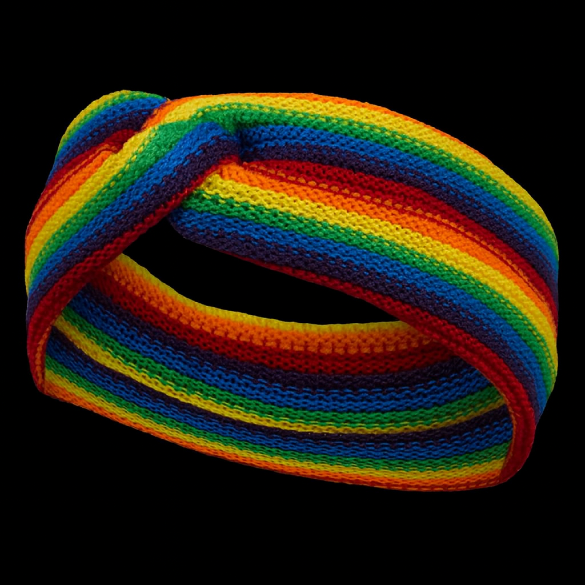 Gebreide haarband regenboog