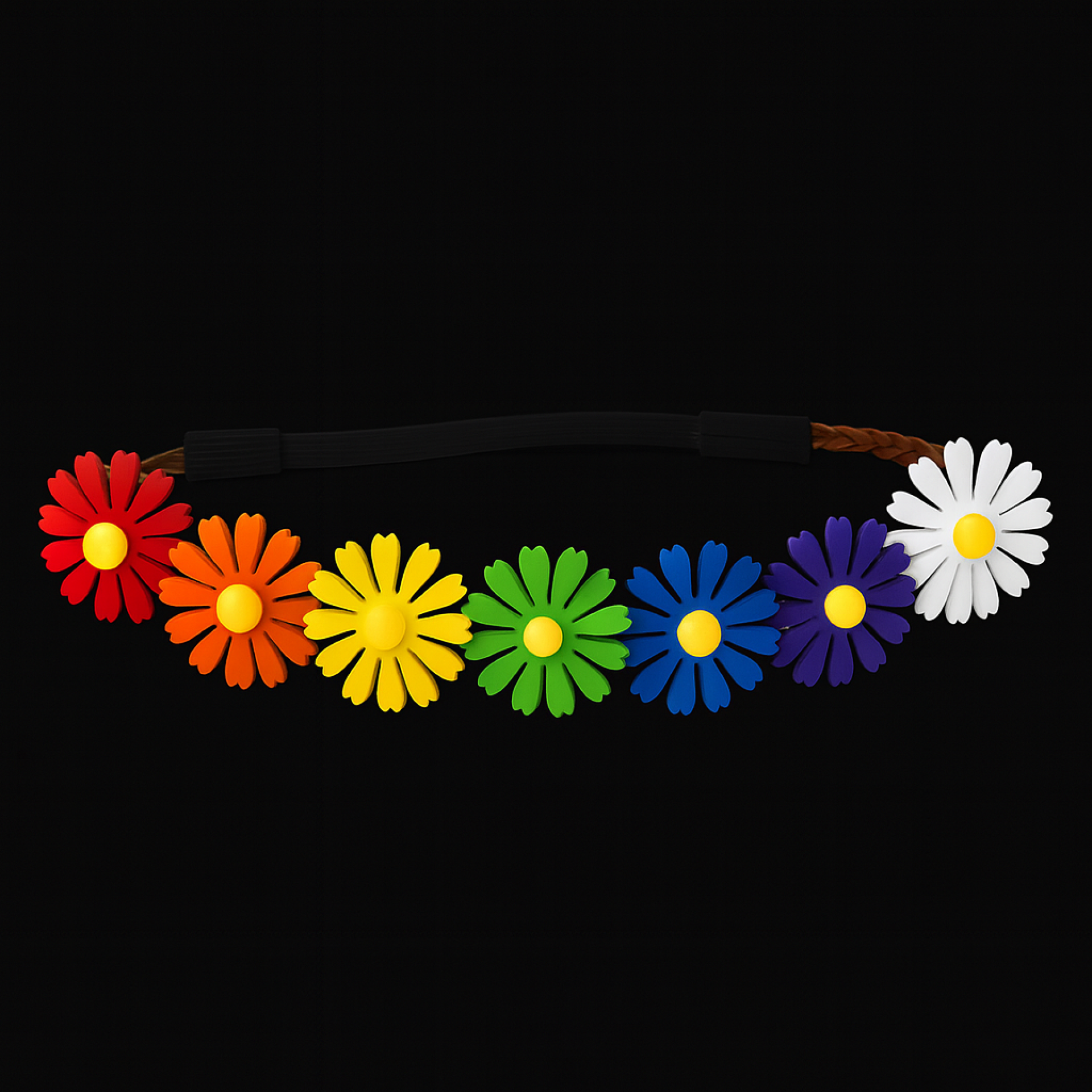 Bloemetjes hoofdband regenboog