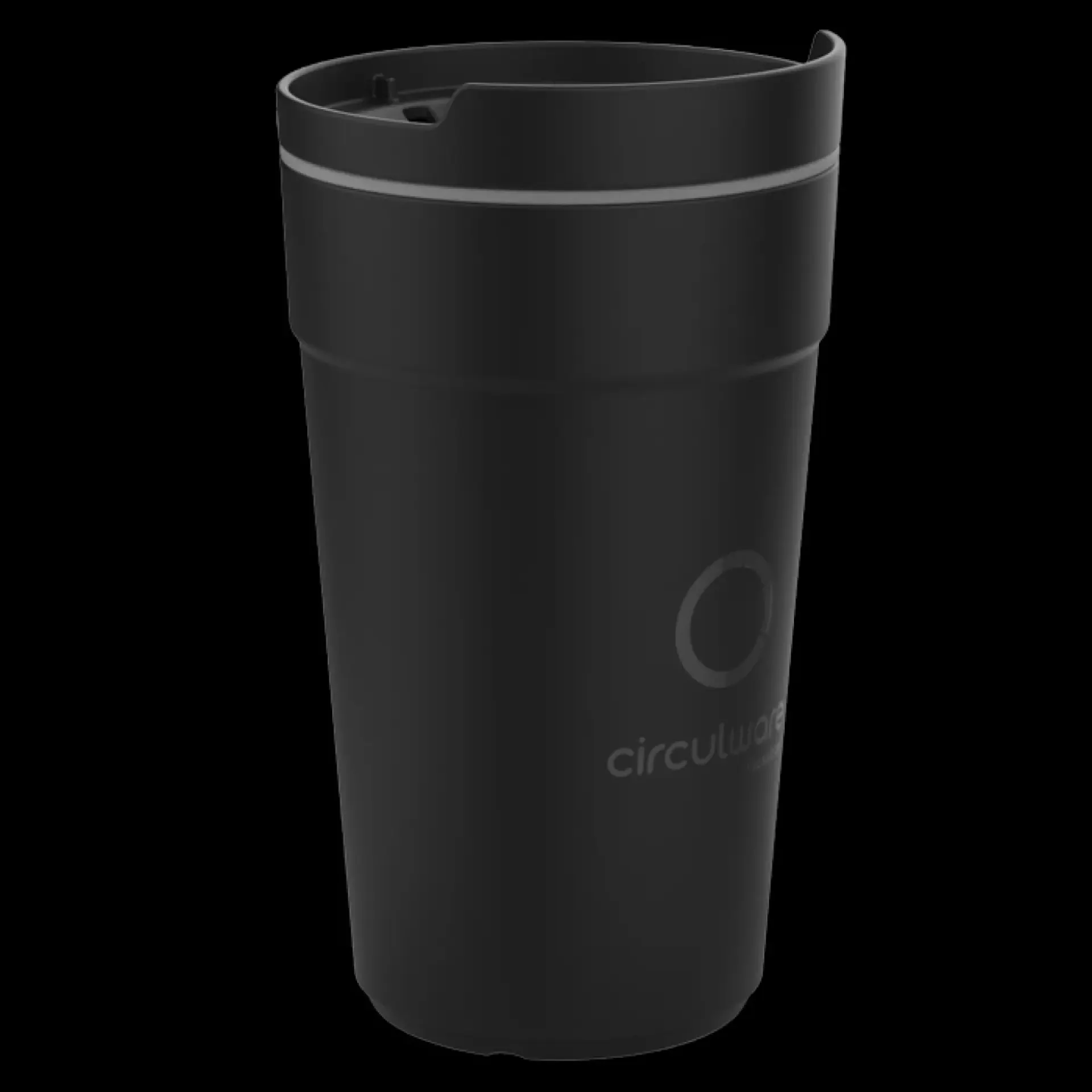 Zwarte koffiebeker van 40cl met deksel.